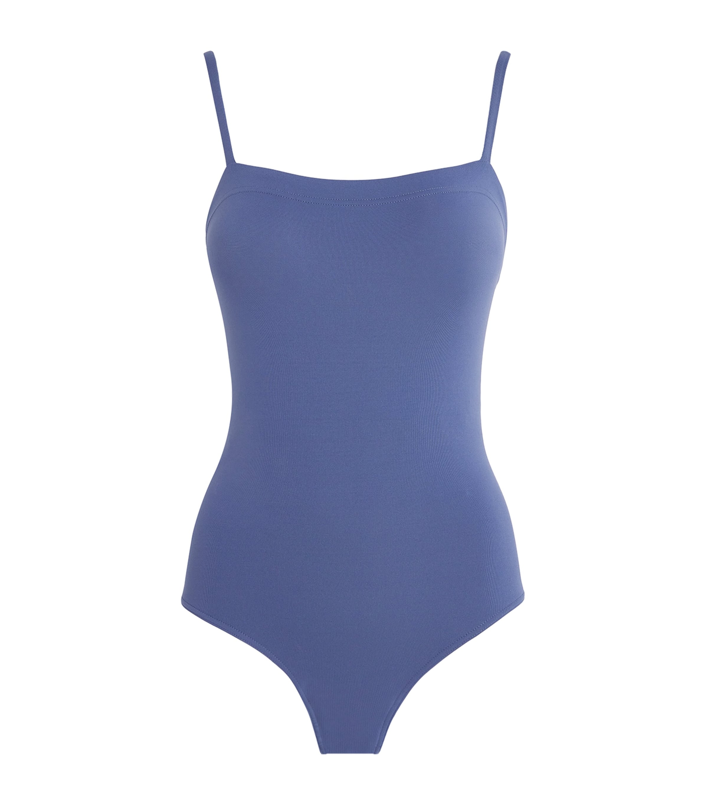 Eres 'aquarelle' Blue Swimsuit With Square Neck And Spaghetti Straps In Animal Print