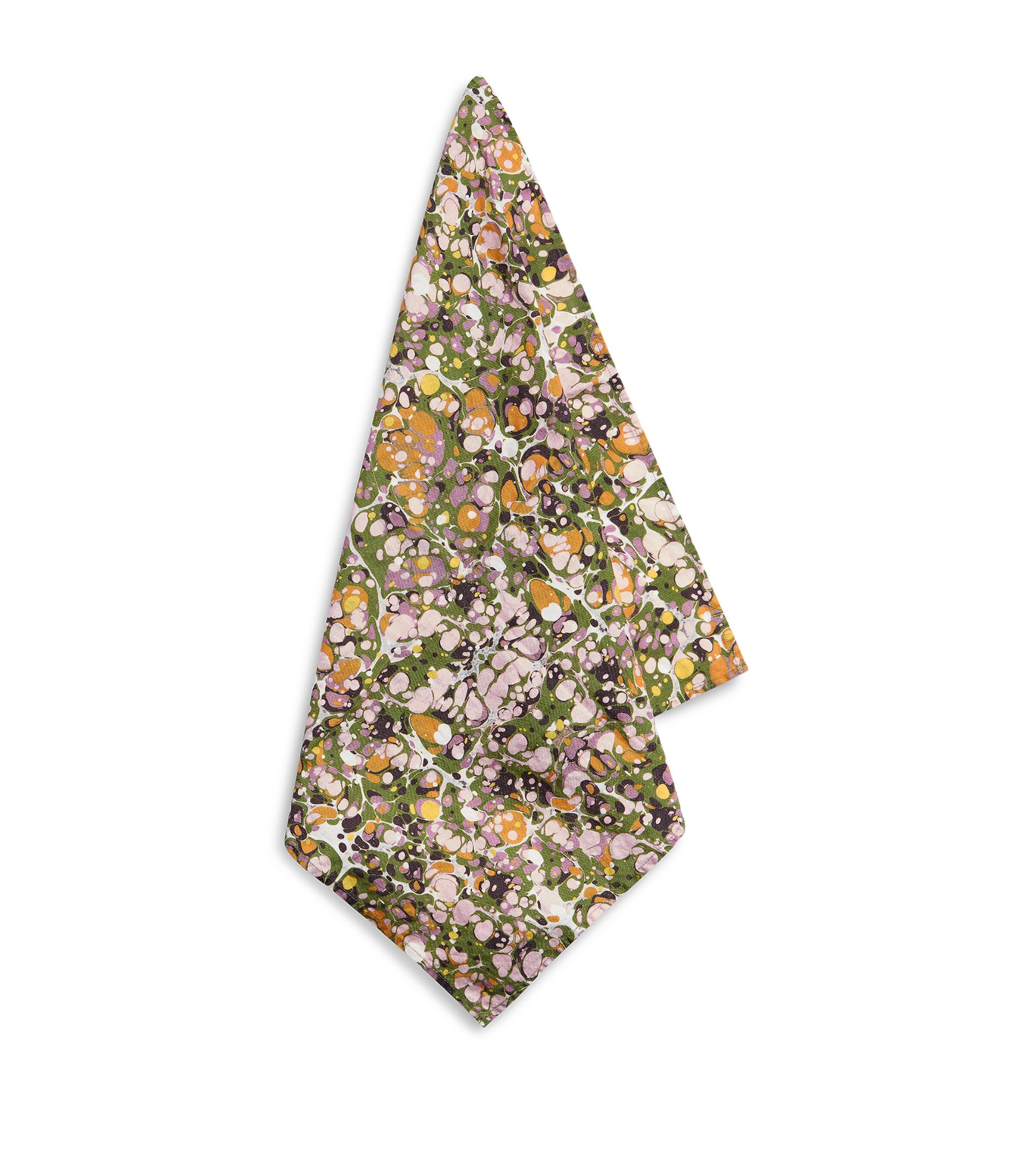 Linen Marble Napkin (50cm x 50cm) GREEN, PINK, ORANGE Image 3