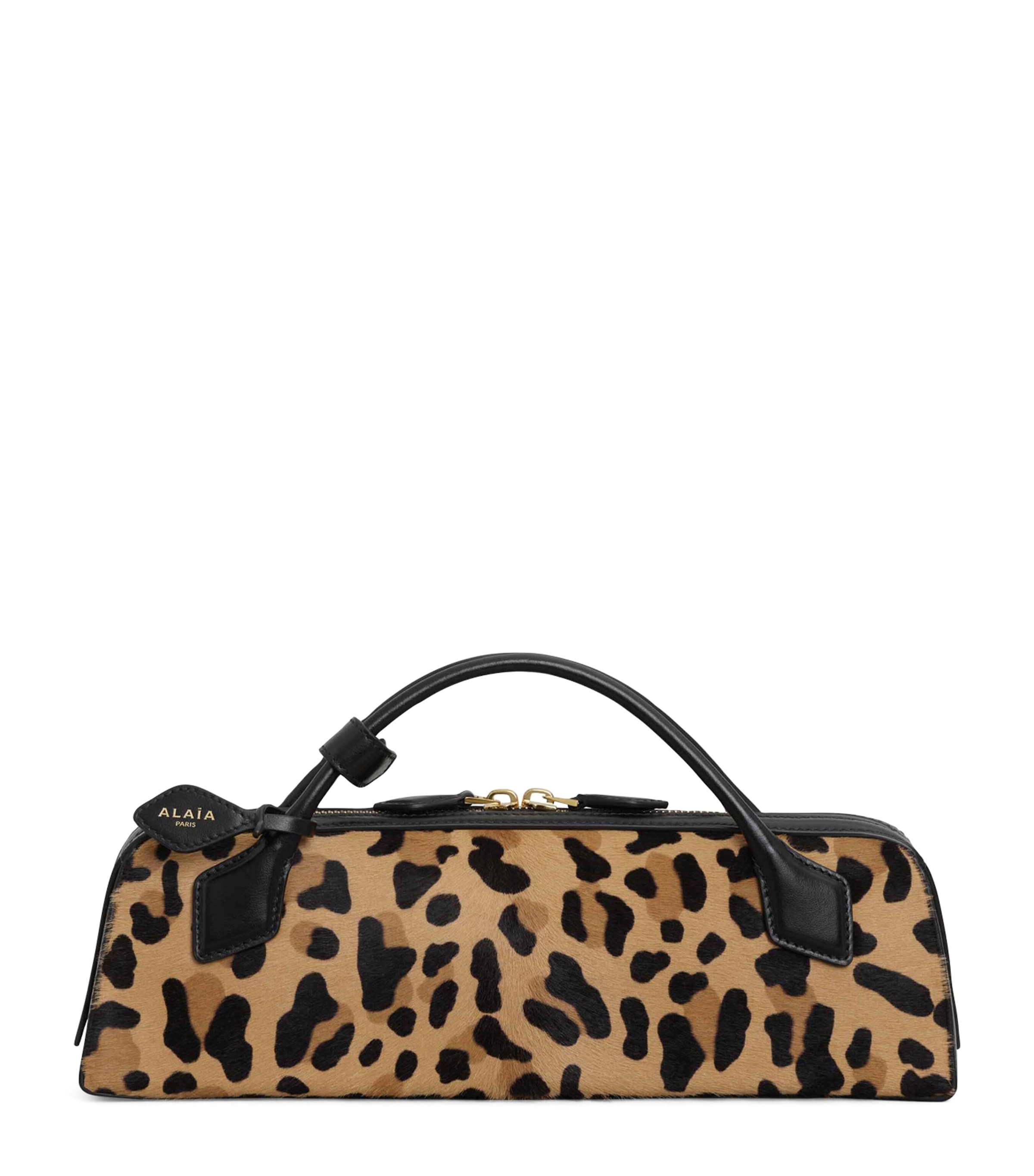 Leather Leopard Print Le Teckel Clutch Bag BRUN SEPIA Image 1