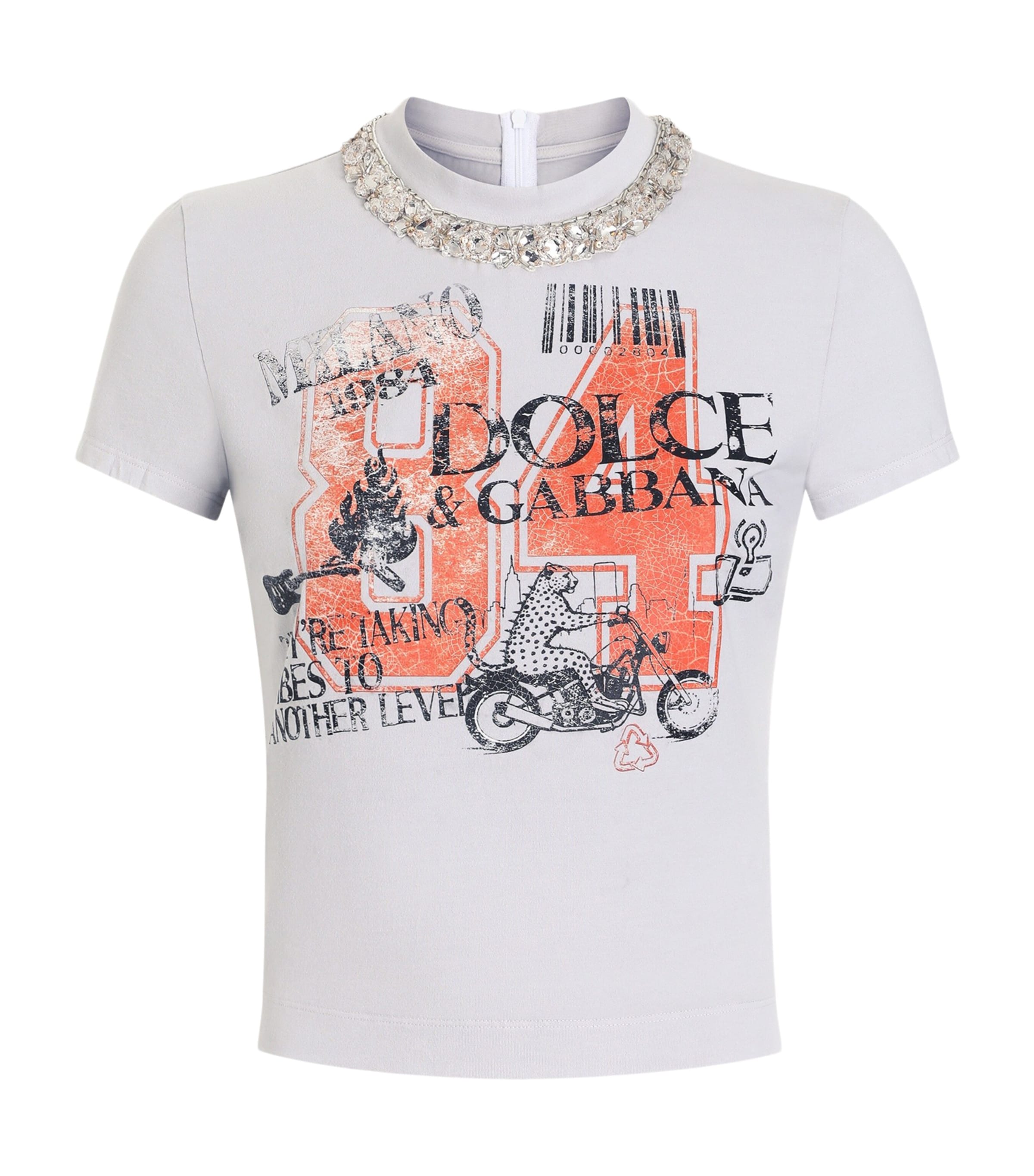 Dolce&Gabbana Womens Cotton-Blend Graphic T-Shirt Ligh Image 1