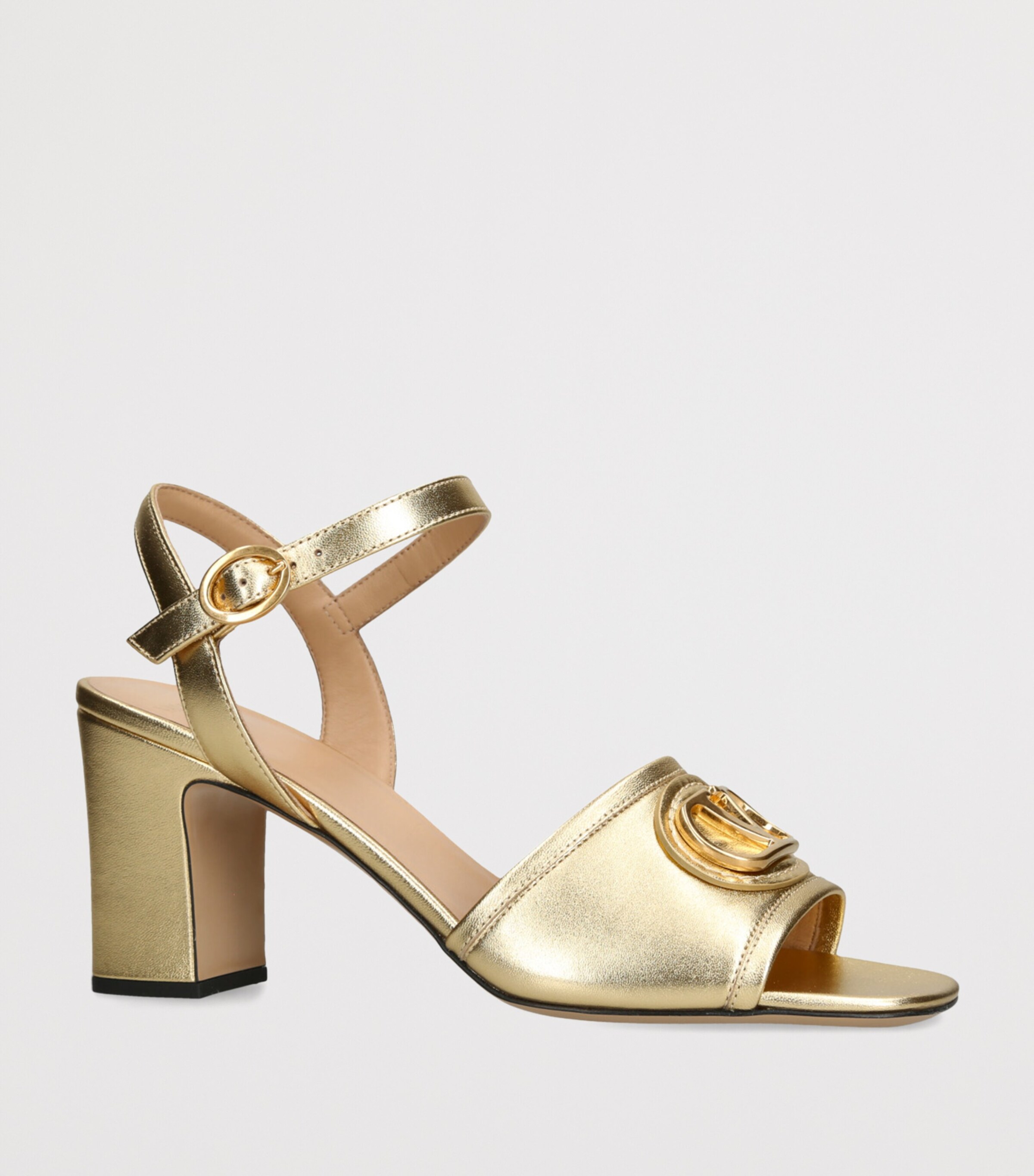 Valentino Garavani Leather VLogo Signature Heeled Sandals 75 Gold Image 3