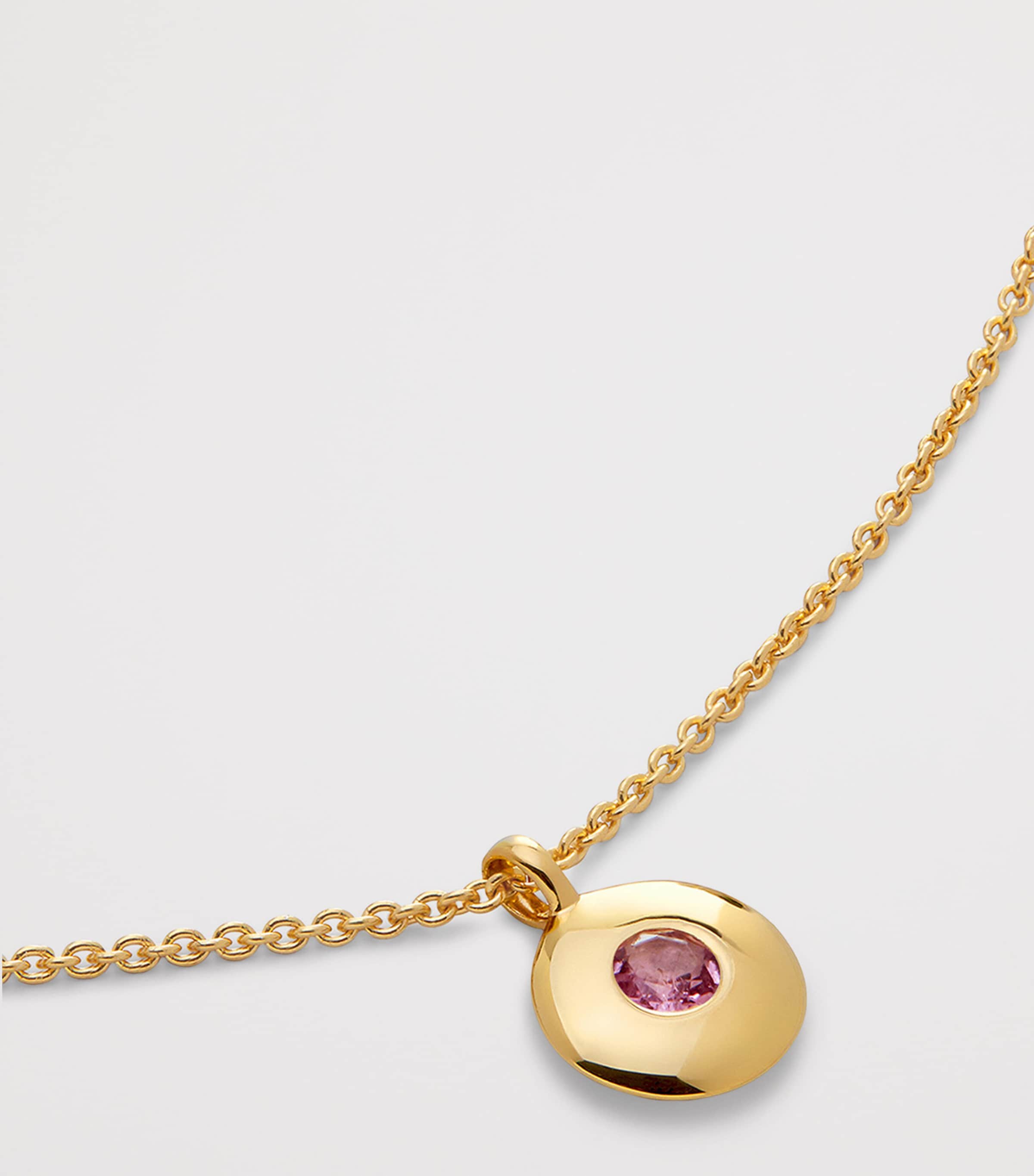 Monica Vinader Gold Vermeil and Pink Tourmaline March Birthstone Necklace Gold Vermeil Image 3