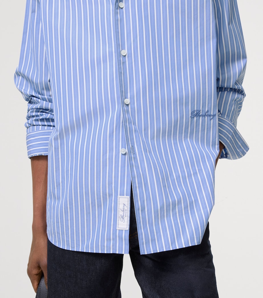 Burberry Mens Cotton Striped Shirt Classic Blue/white Image 3