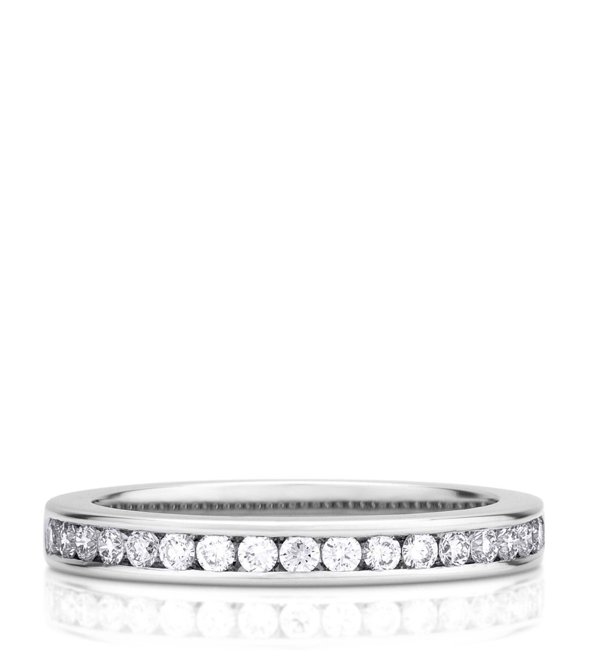 De Beers Platinum Half Channel Set Diamond Eternity Band In Silver