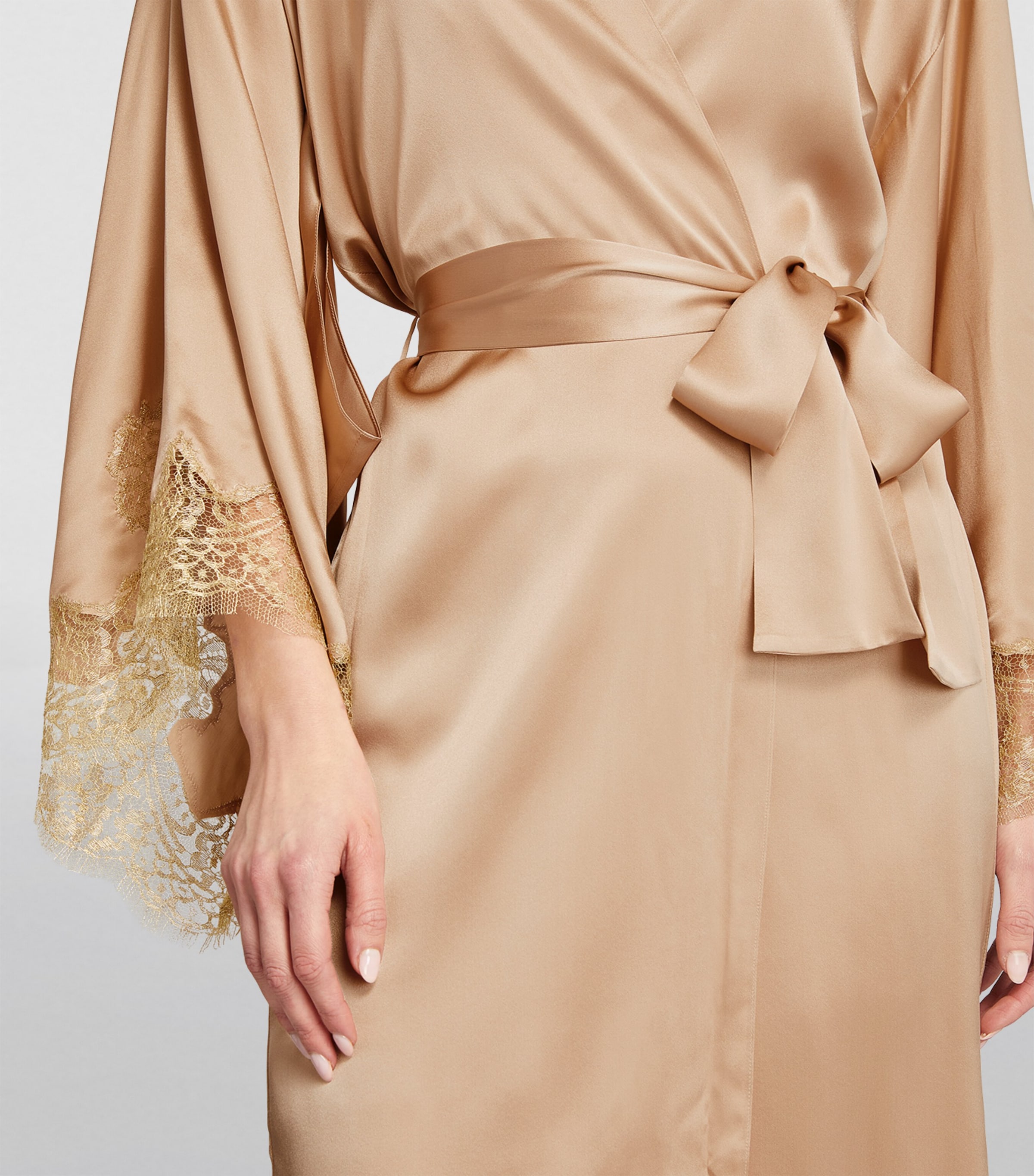 Silk Gina Long Robe ALMOND/GOLD Image 6