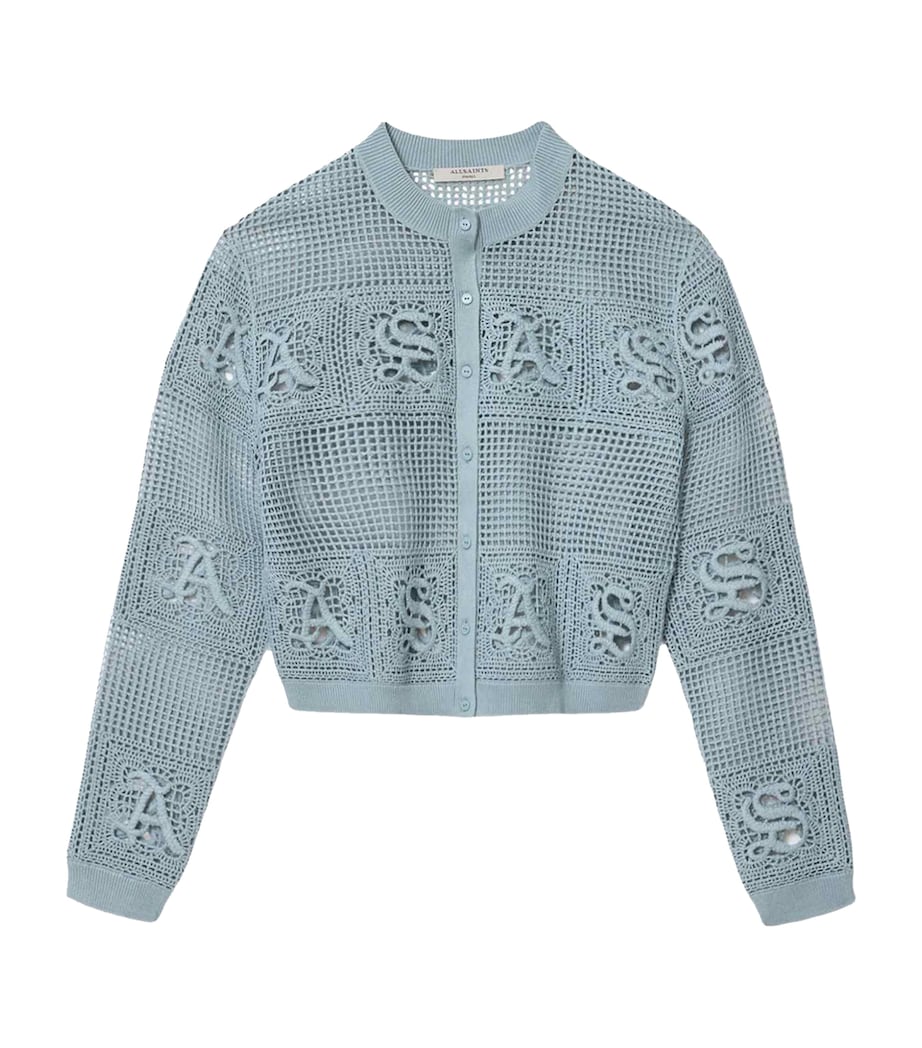 AllSaints Womens Organic Cotton Kyra Cardigan Quarry Blue Image 1