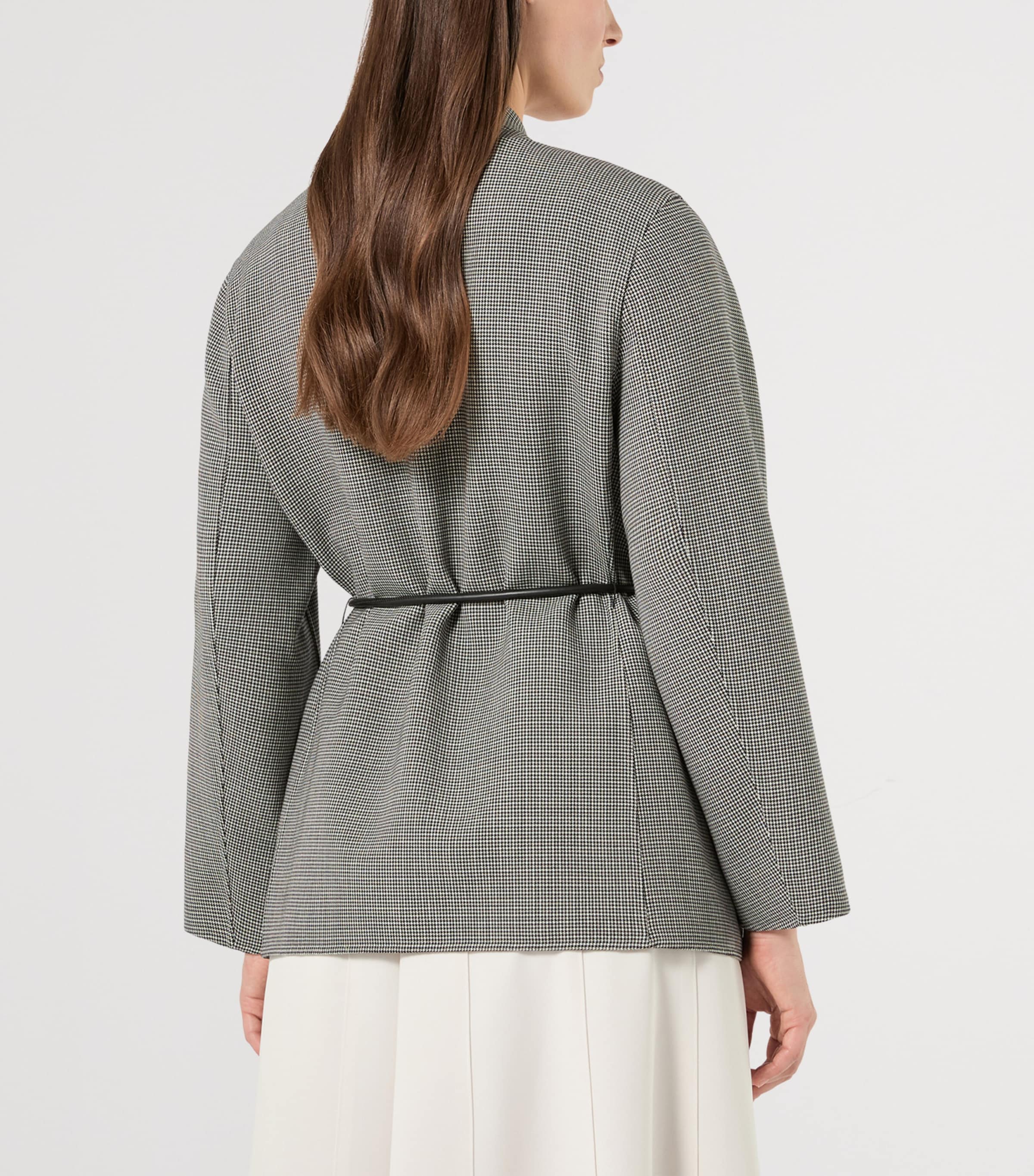 Marina Rinaldi Womens Virgin Wool Houndstooth Coat White Black Image 4
