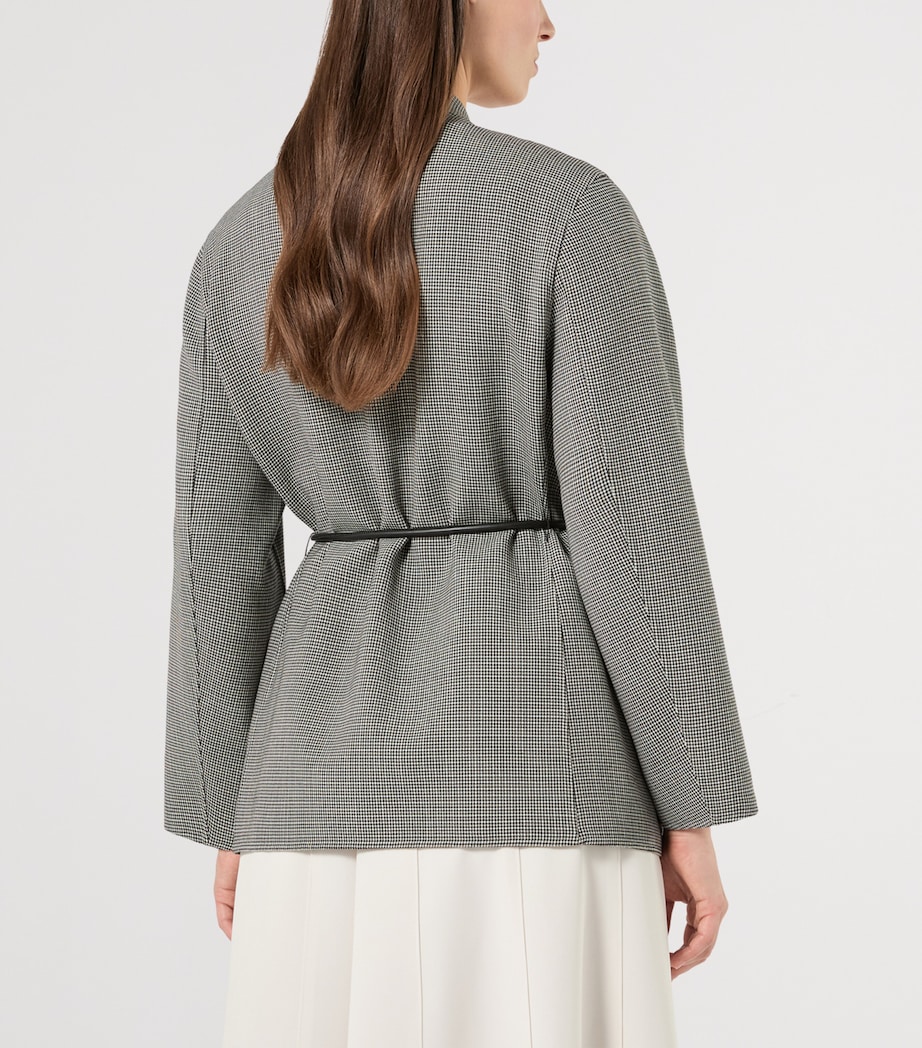Marina Rinaldi Womens Virgin Wool Houndstooth Coat White Black Image 4