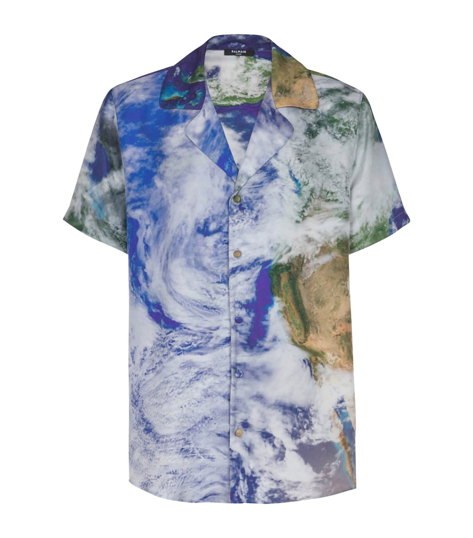 Balmain Mens Silk Earth Print Shirt Aaa Multicolore Image 1