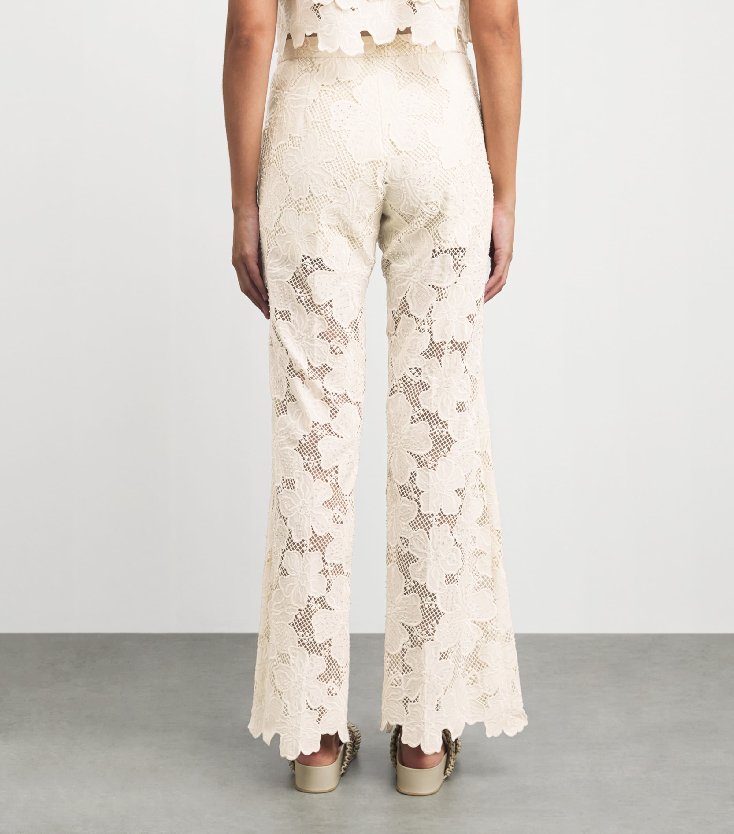 Sandro Paris Womens Guipure Lace Tailored Trousers Ecru Image 5
