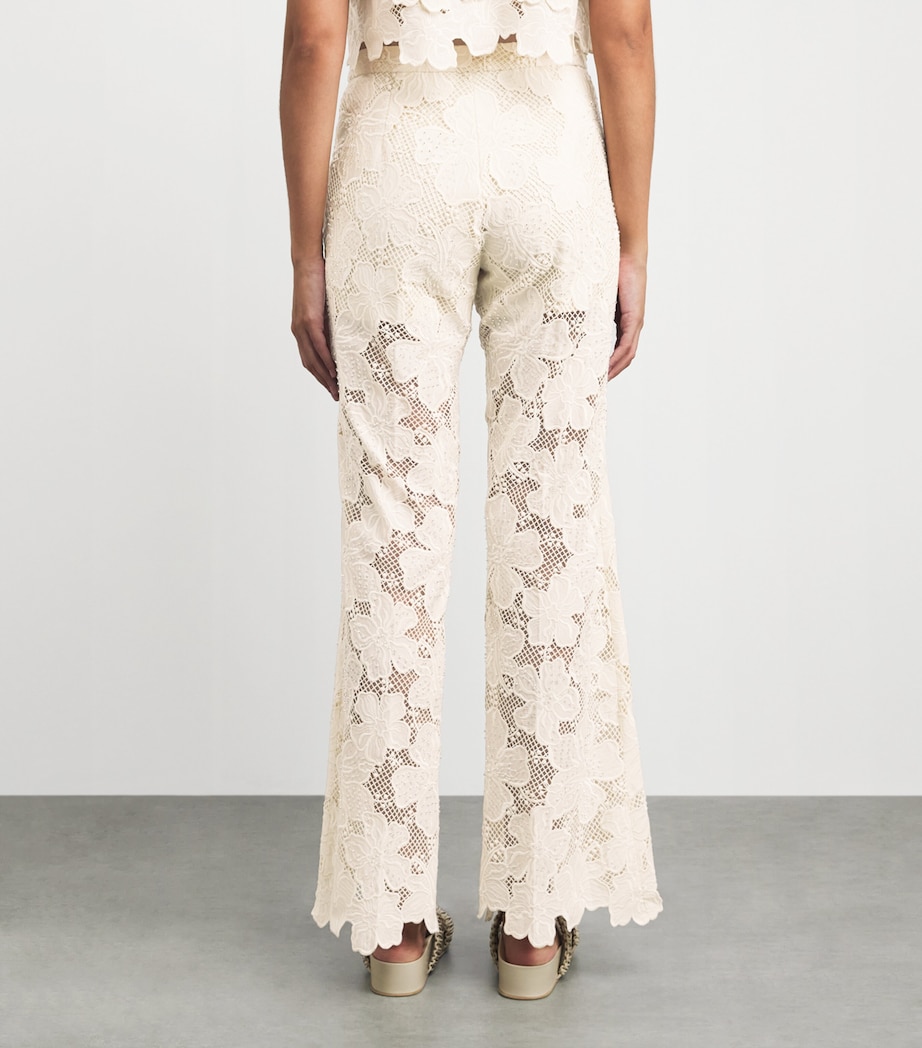 Sandro Paris Womens Guipure Lace Tailored Trousers Ecru Image 5