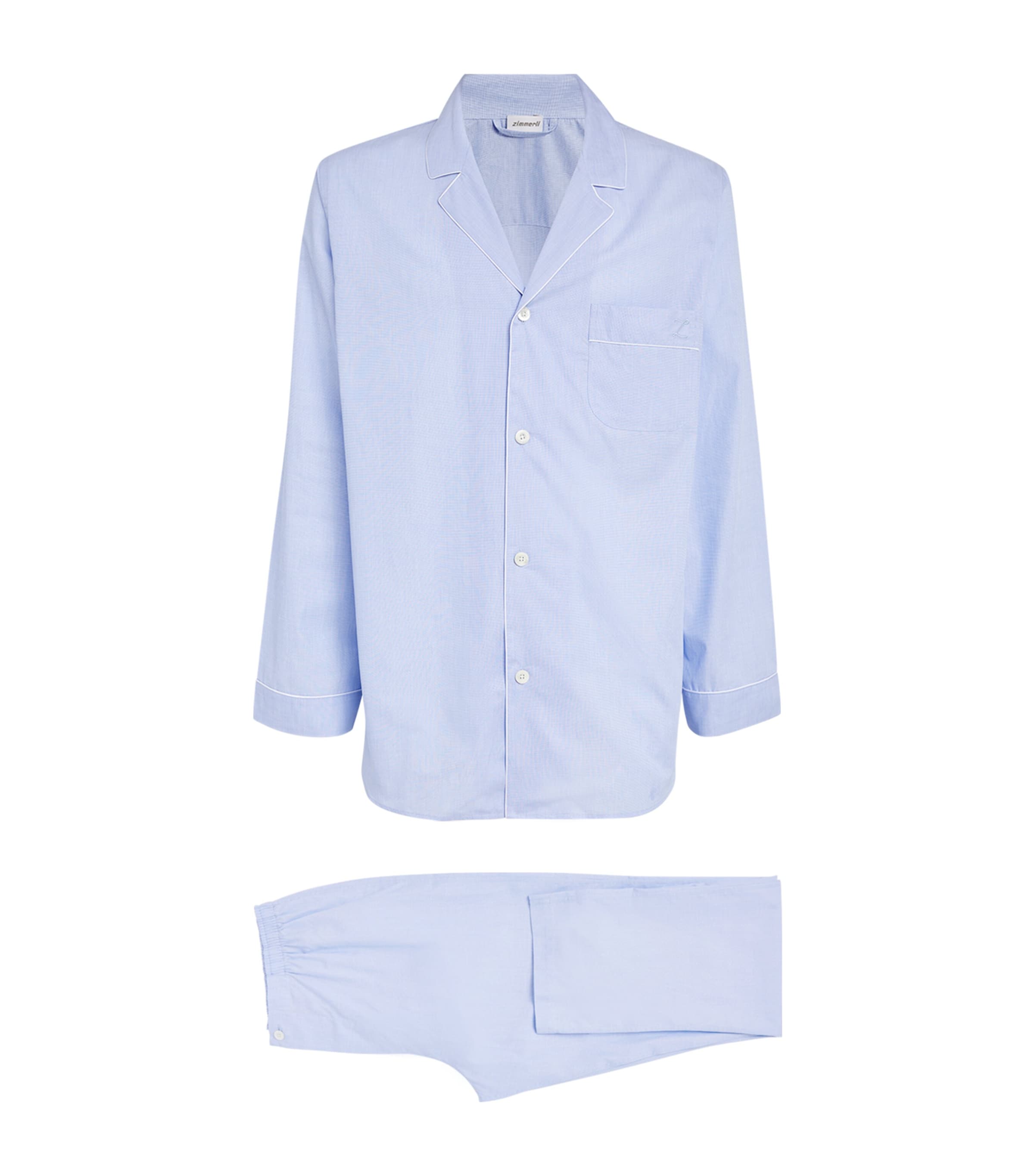 Zimmerli Cotton Pyjama Set In Blue