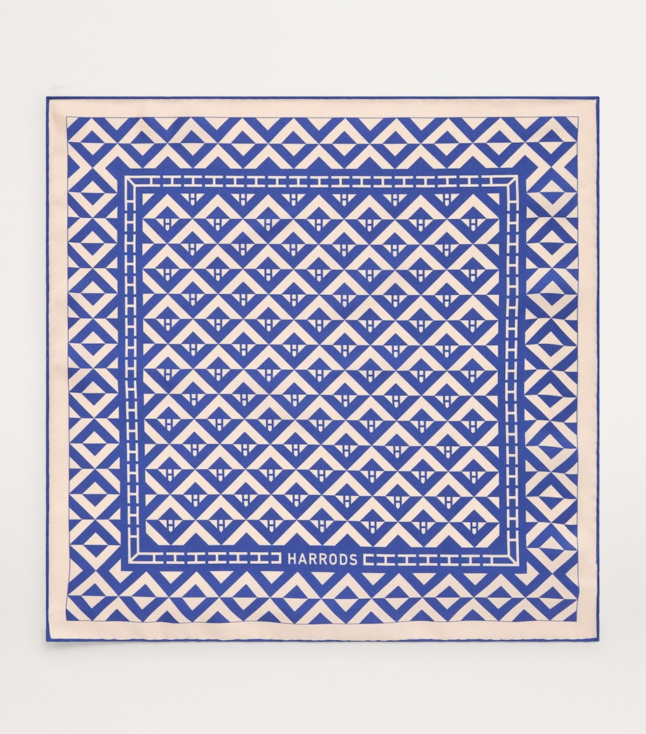 Silk Geometric Print Scarf BLUE Image 3