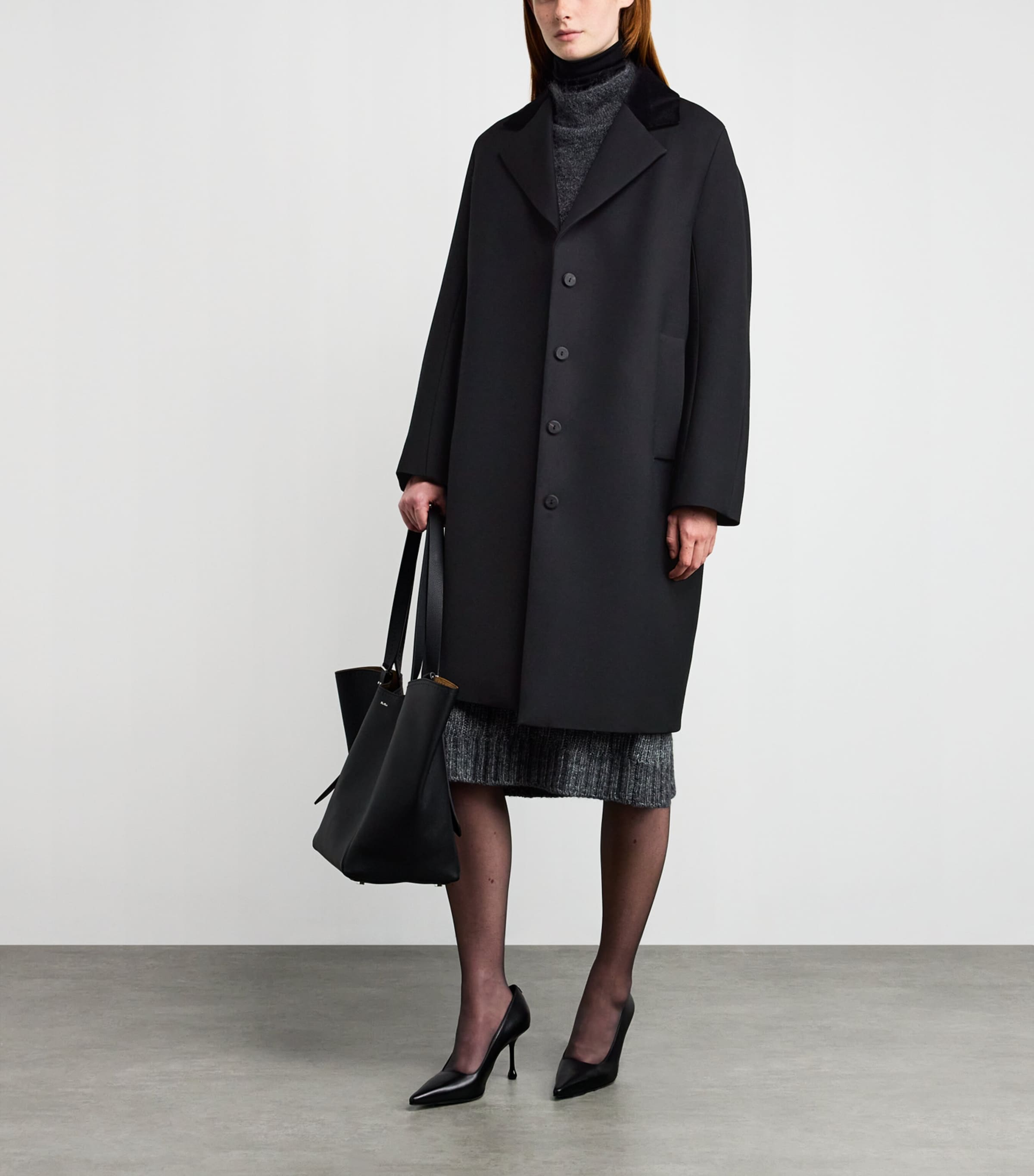 Wool-Silk Atelier Coat BLACK Image 3