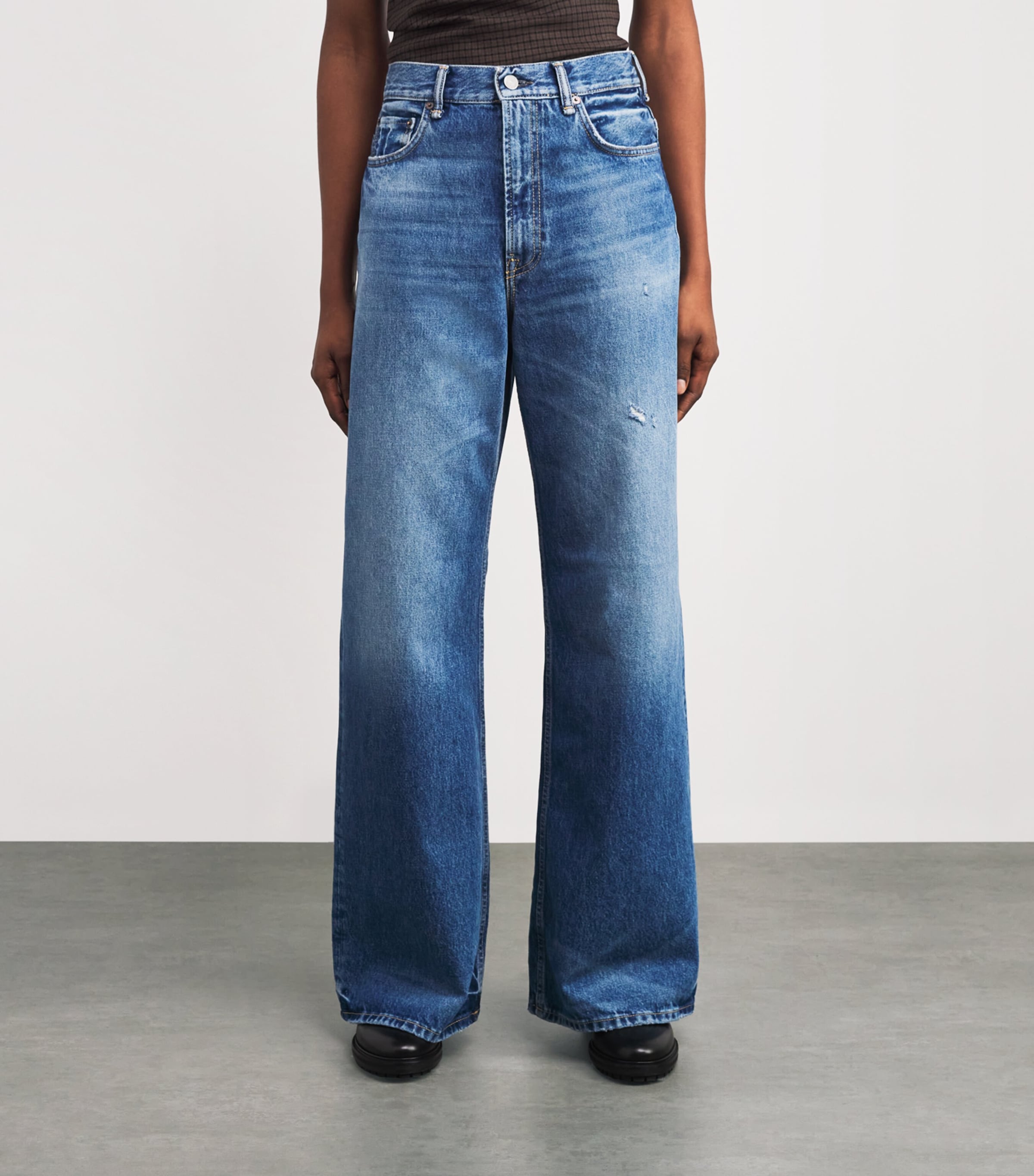 Acne Studios Womens 2022 Wide-Leg Jeans Mid Blue Image 3