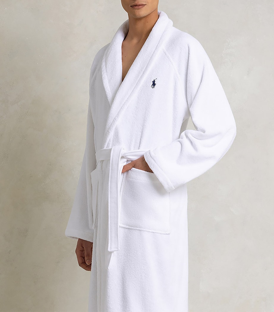 Polo Player Bath Robe WHITE Image 5
