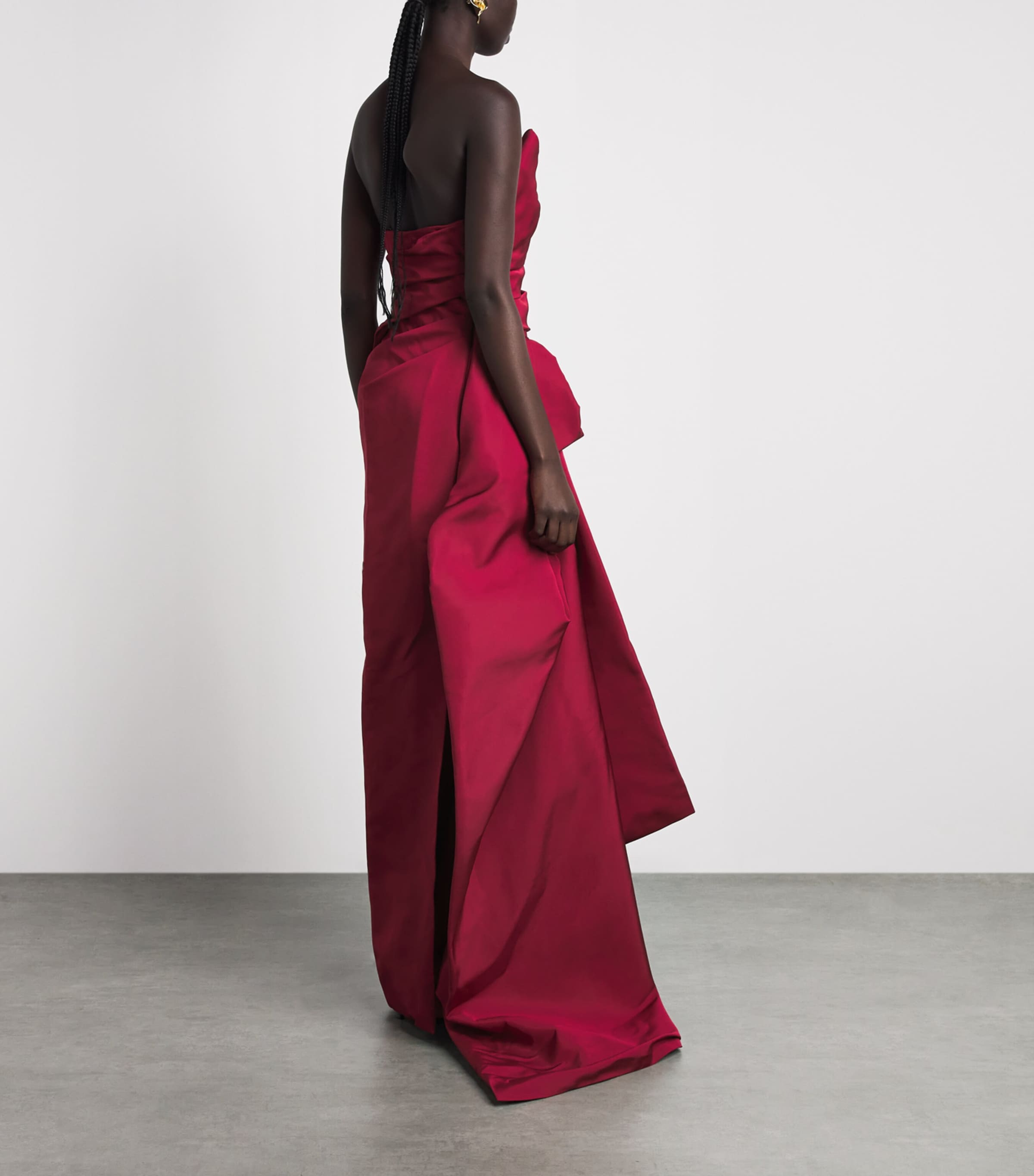 Monique Lhuillier Womens Draped Asymmetric-Neck Gown Rhubarb Image 3