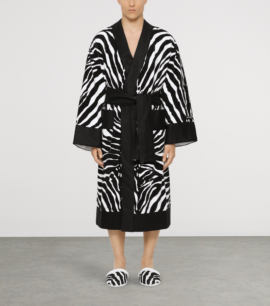 Terry Cotton Zebra Print Robe UZ025 ZEBRA NERO Image 7