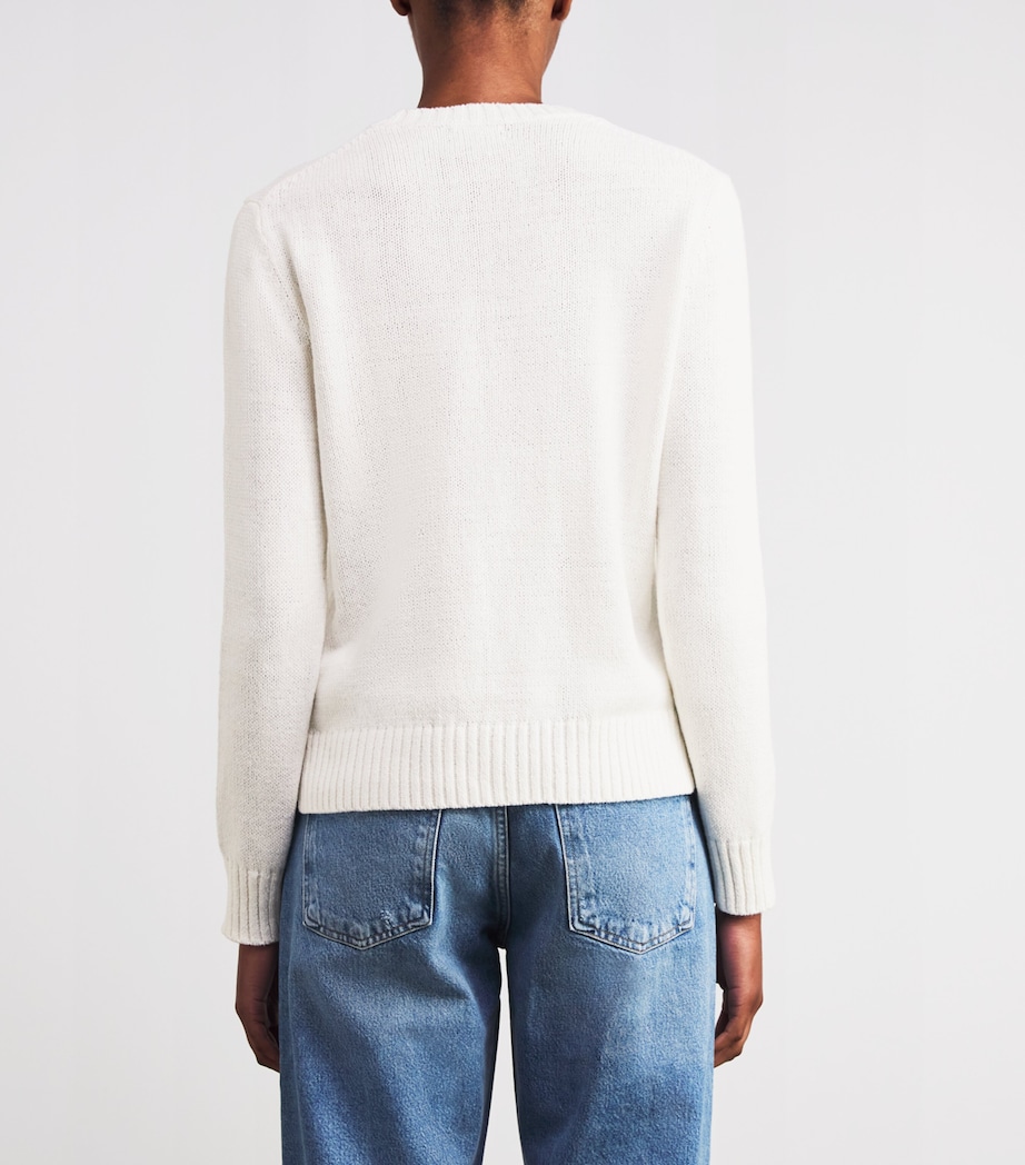 Linen-Cotton Polo Bear Sweater DECKWASH WHITE MULTI Image 4