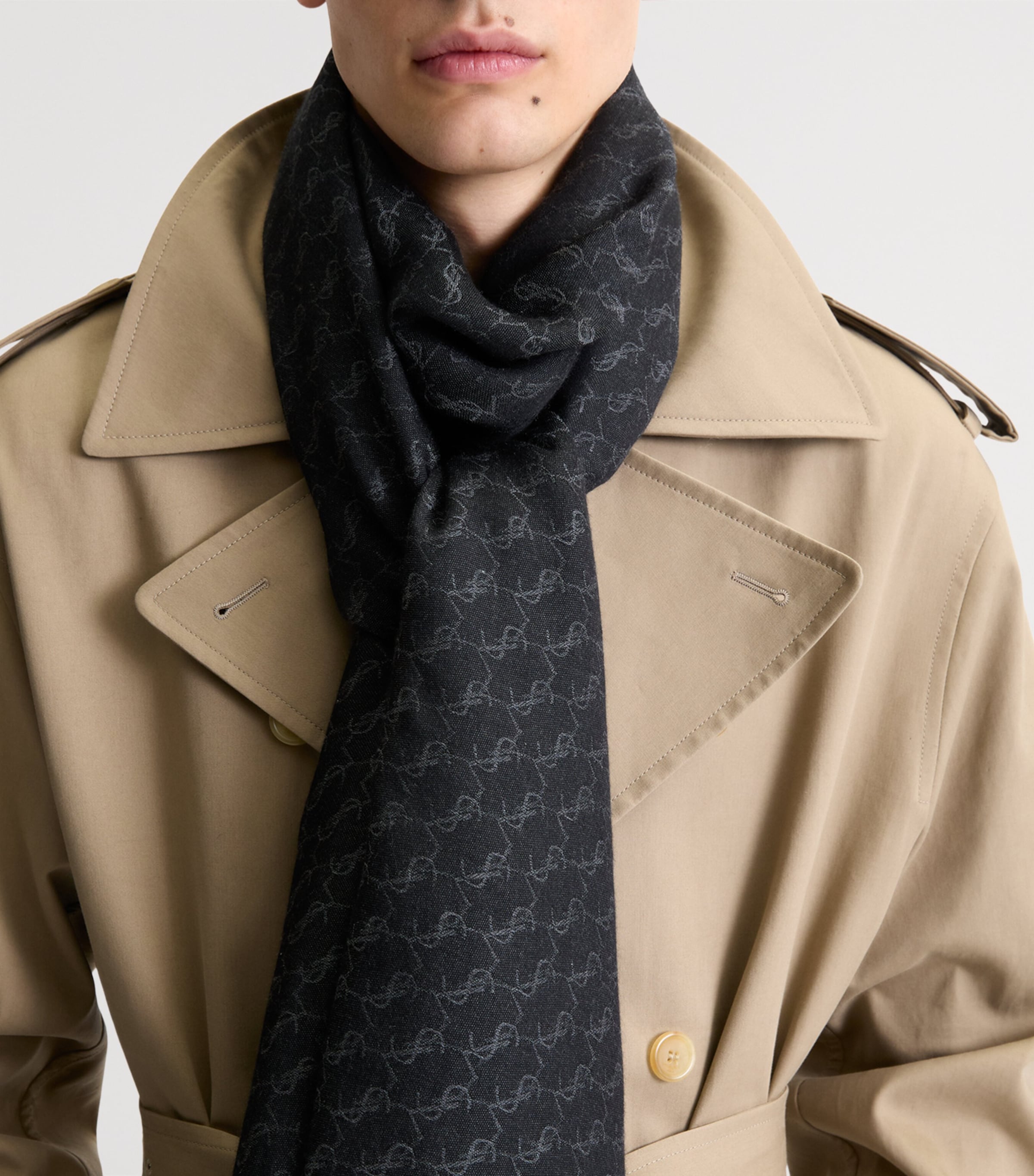 Saint Laurent Cashmere-Silk Monogram Scarf Image 2