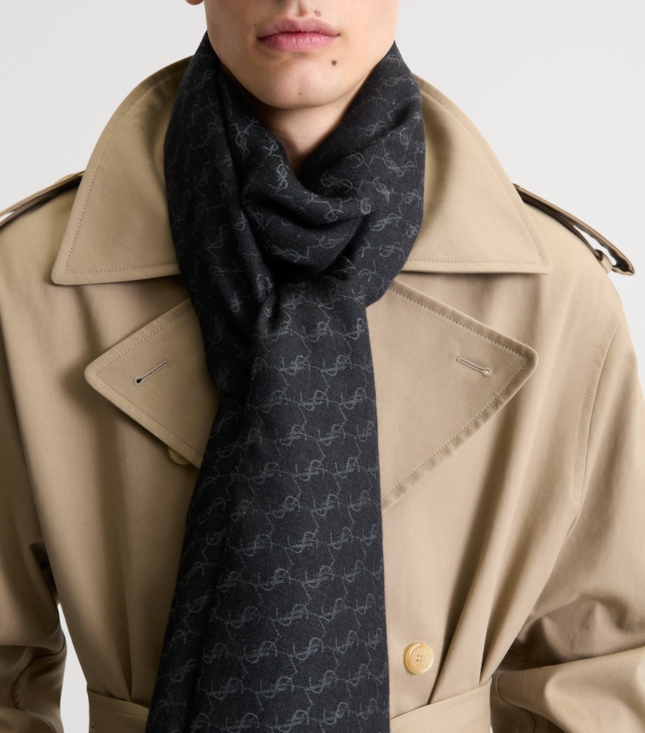 Saint Laurent Cashmere-Silk Monogram Scarf Image 2