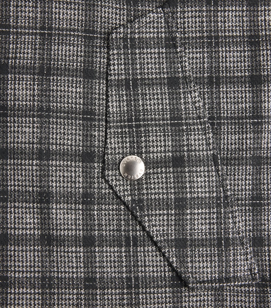 System Mens Check Bomber Jacket Dark Grey Image 6