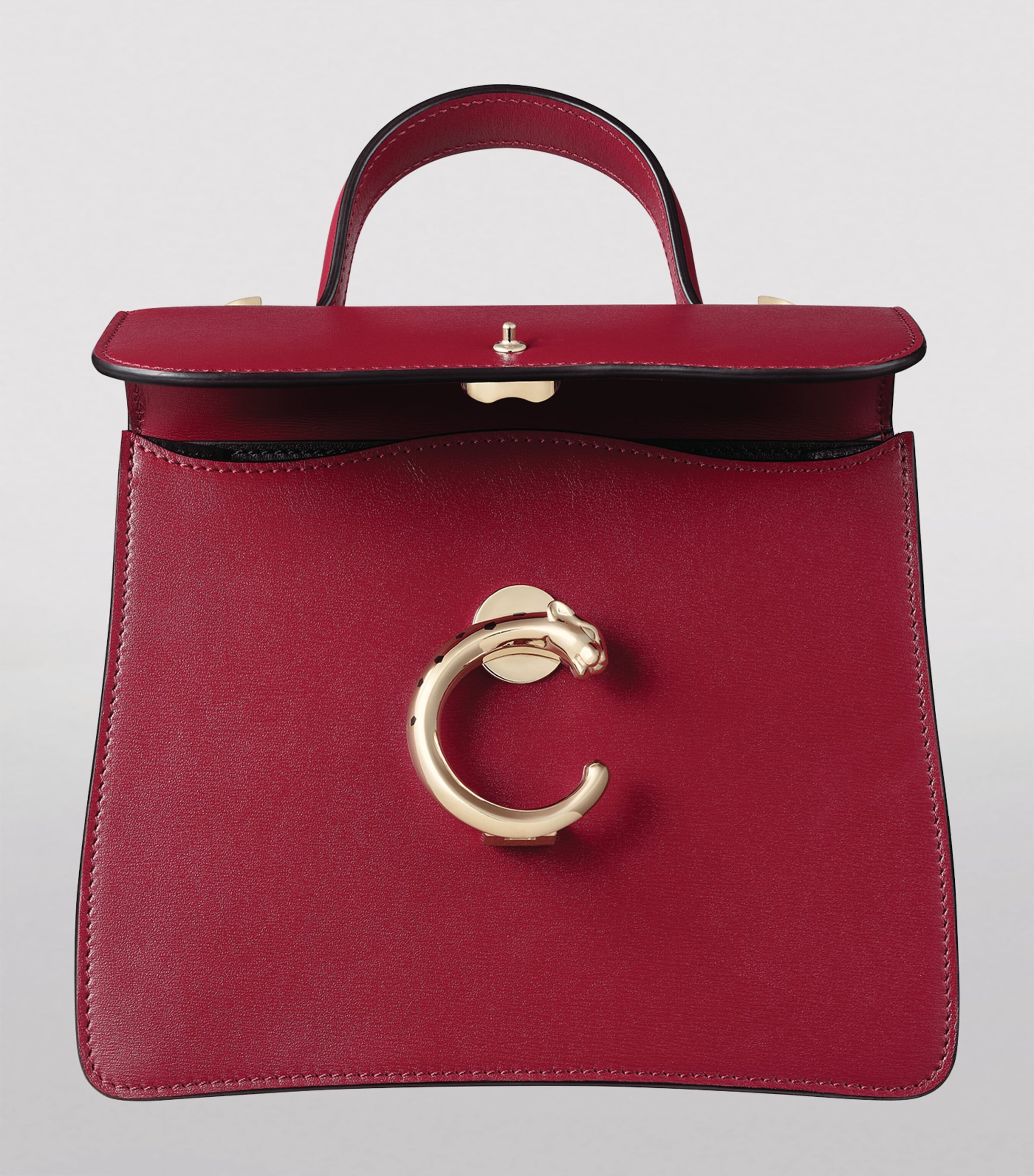 Leather Mini Panthère De Cartier Top-Handle Bag CHERRY RED Image 5