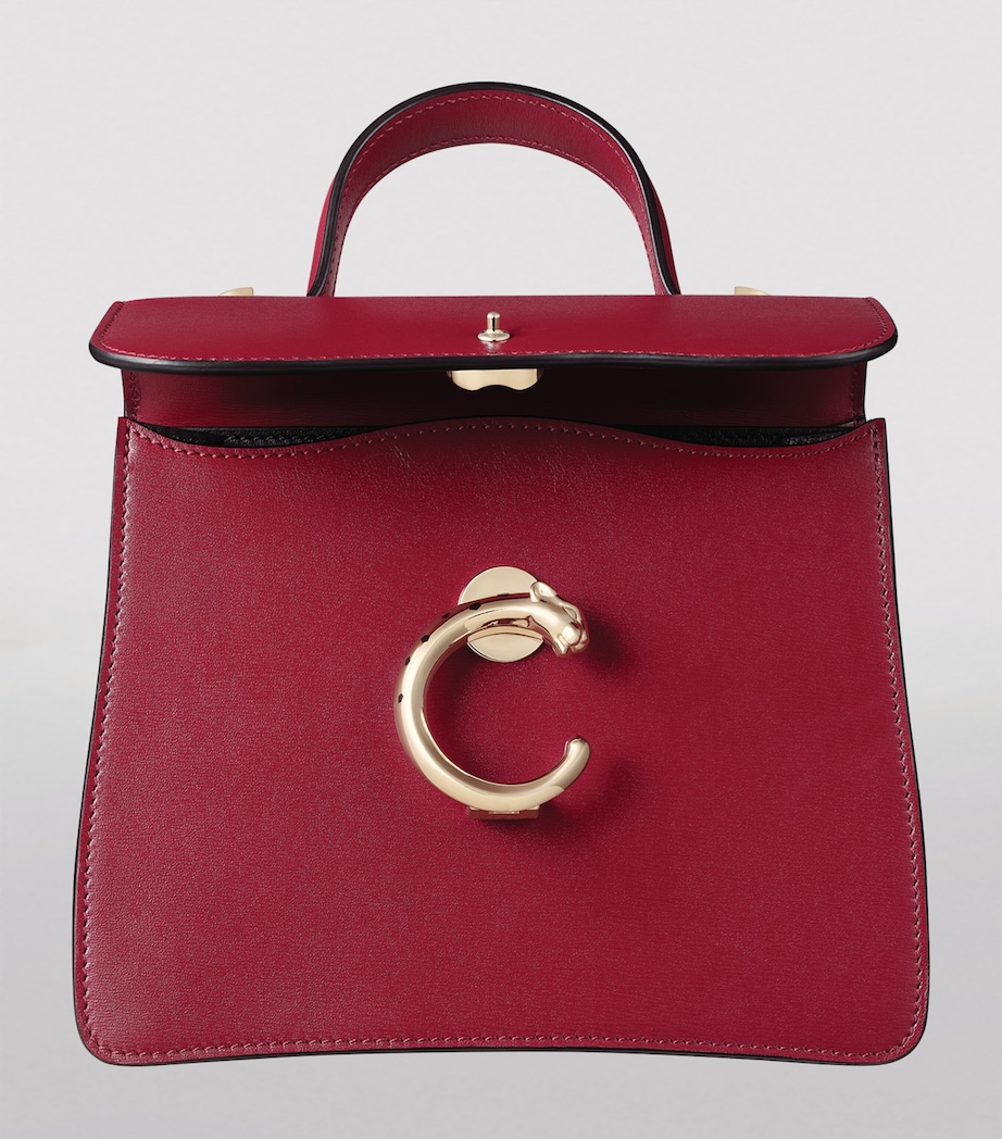 Leather Mini Panthère De Cartier Top-Handle Bag CHERRY RED Image 5