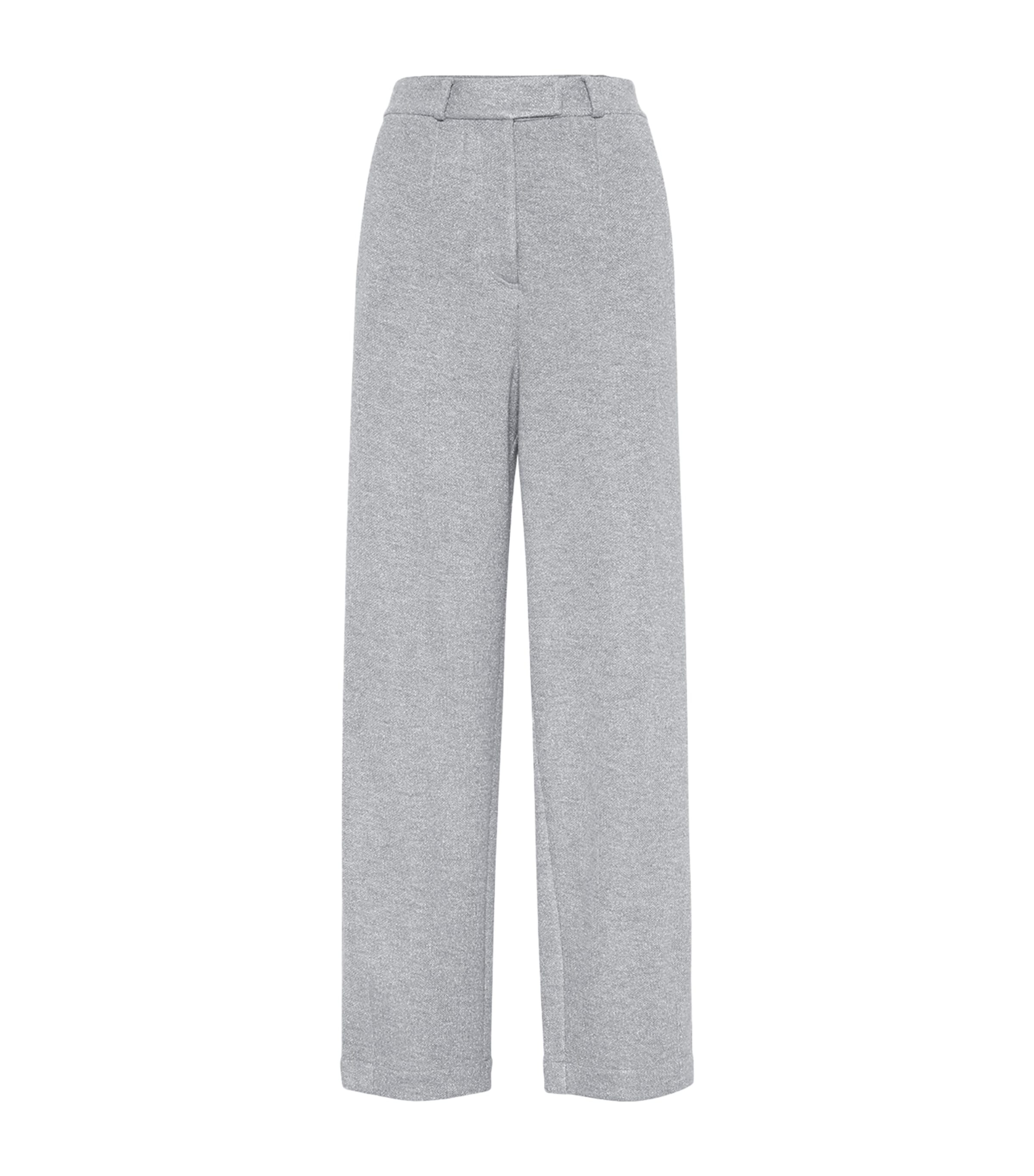 Brunello Cucinelli Sparkling Piqué Wide-leg Trousers In Blue