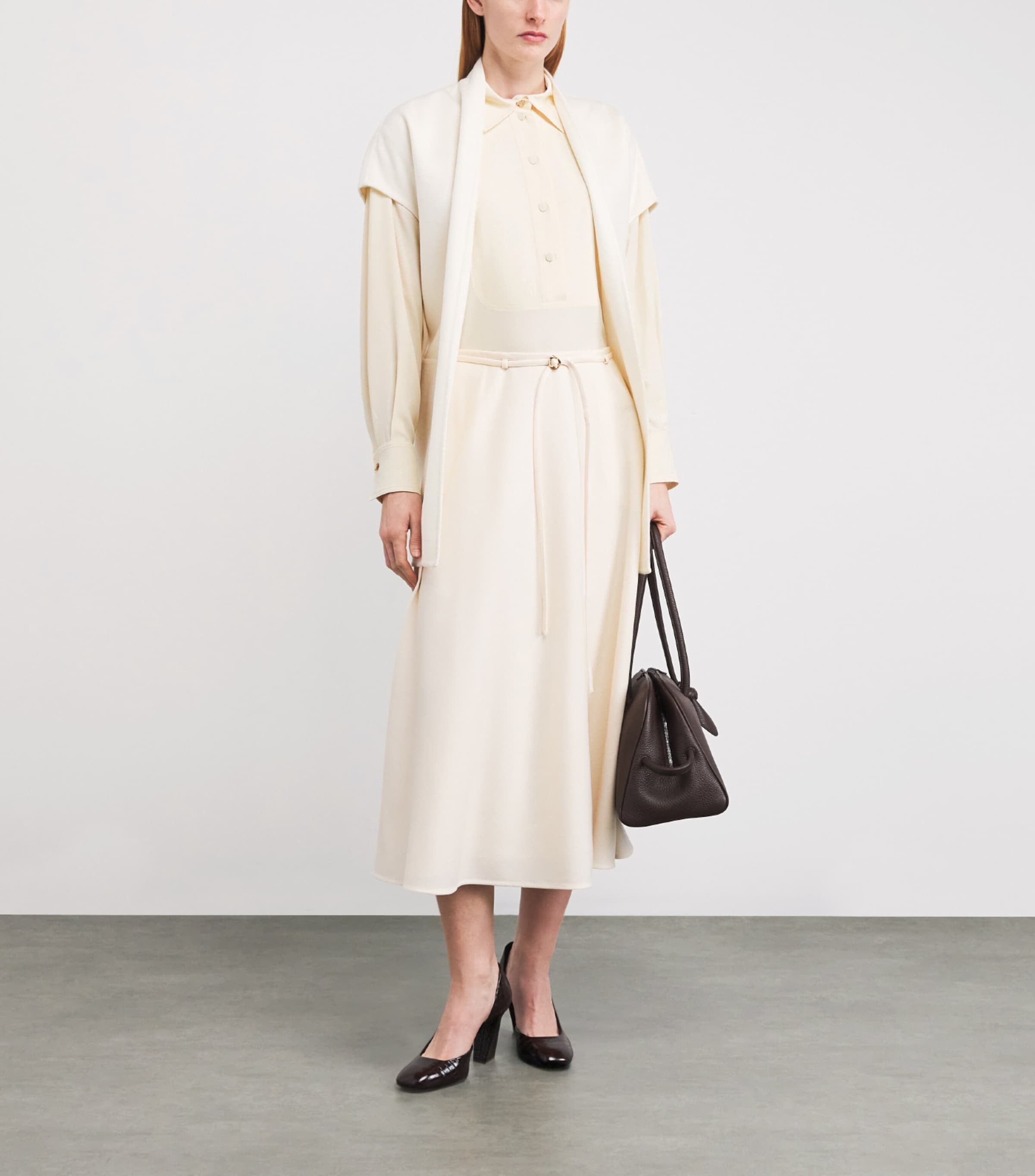 Agnona Womens Gathered Blouse Ivory Butter Image 2