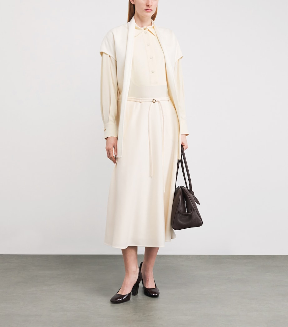 Agnona Womens Gathered Blouse Ivory Butter Image 2