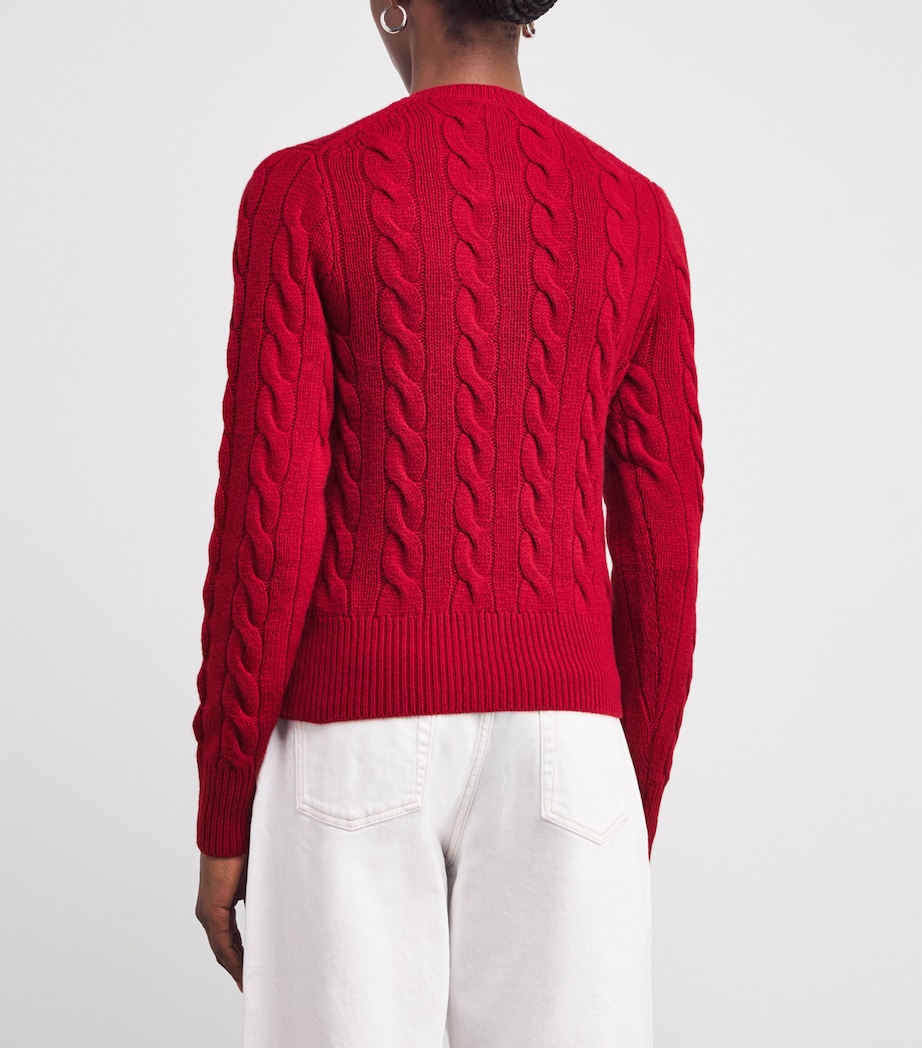 Wool-Cashmere Cable-Knit Cardigan FIRESIDE RED Image 4