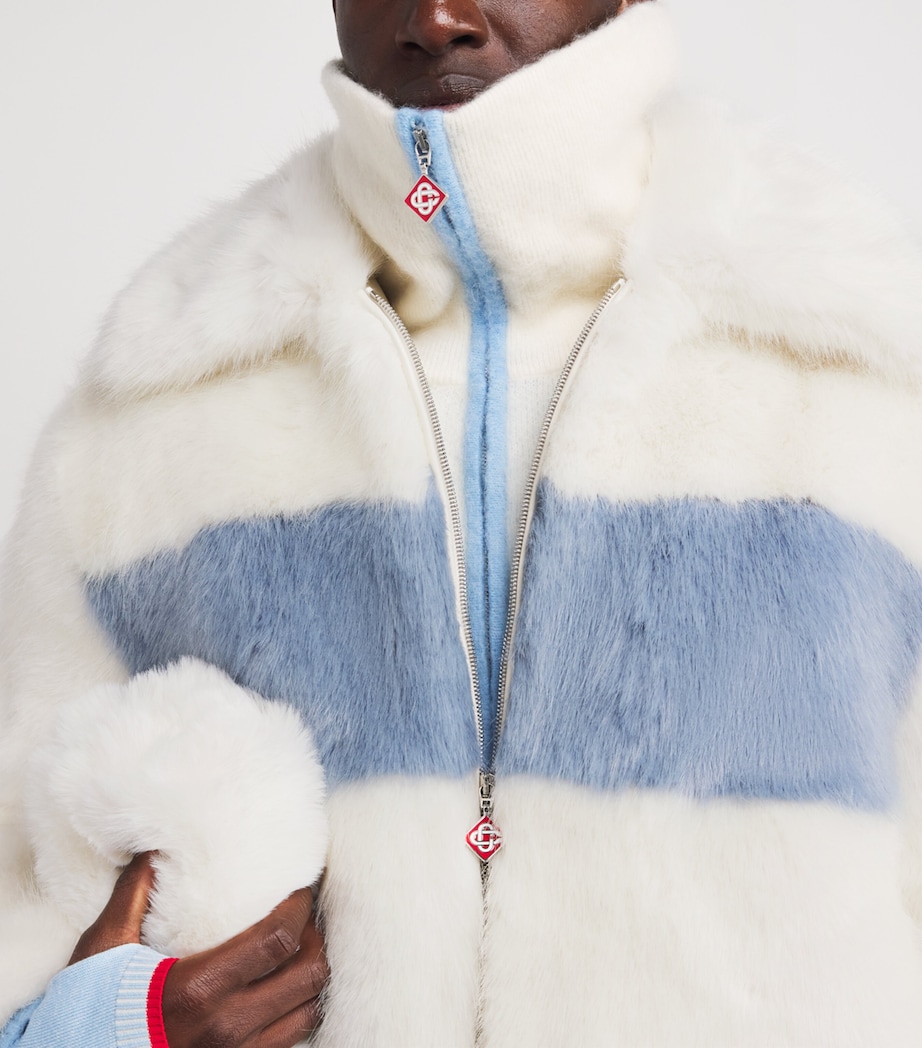 Faux Fur Contrast Coat WHITE Image 6