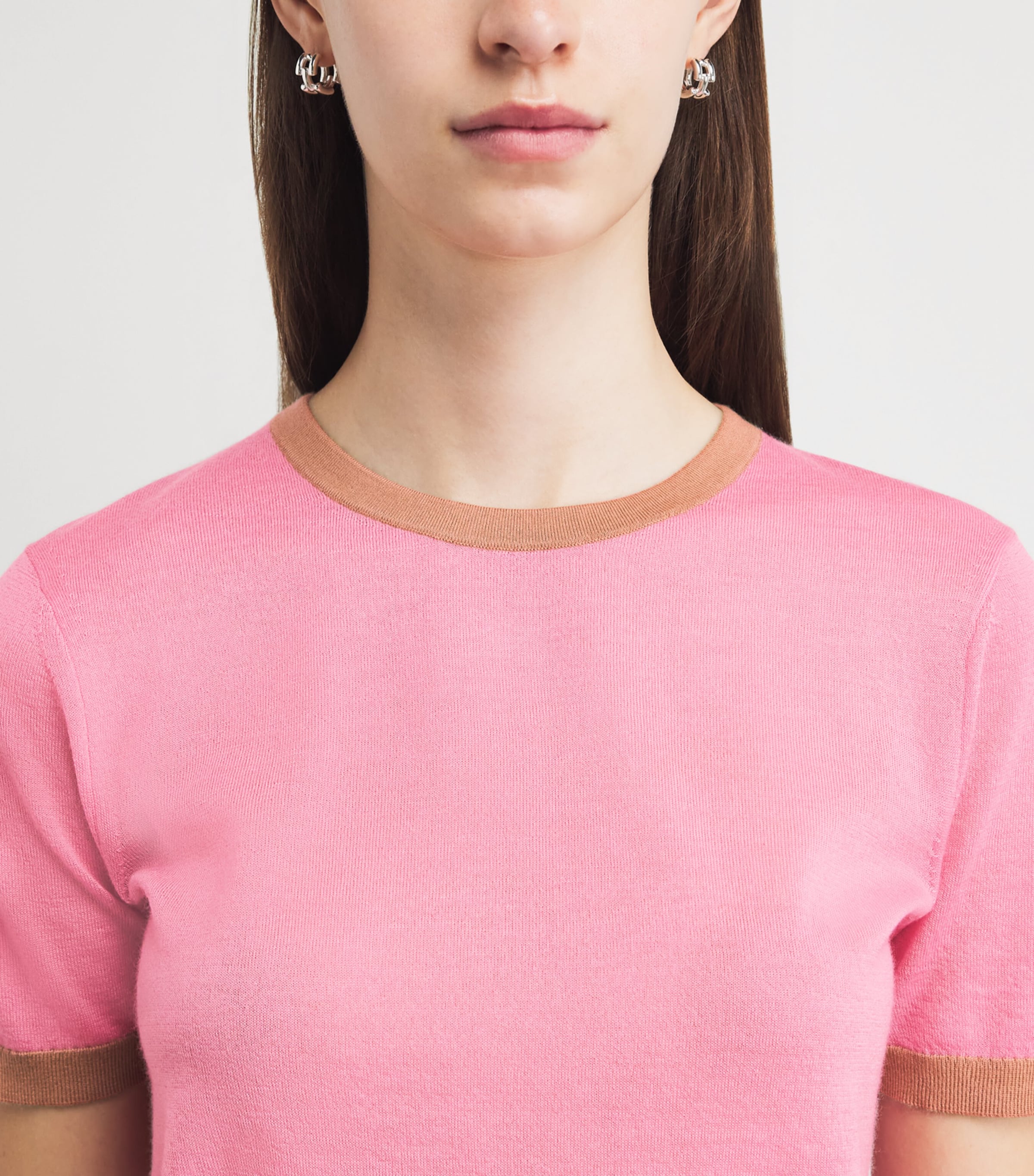 Guest In Residence Womens Cashmere Airy Ringer T-Shirt Sprnkl/camel Sprcml Image 3