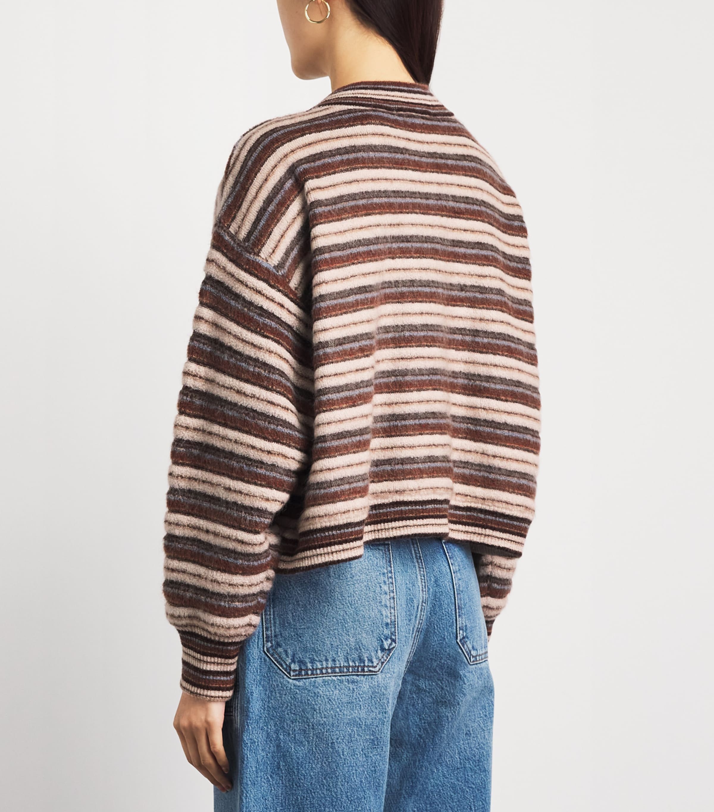 FRAME Womens Mohair-Blend The Femme Stripe Cardigan Sky Blu Multi Stripe Image 5