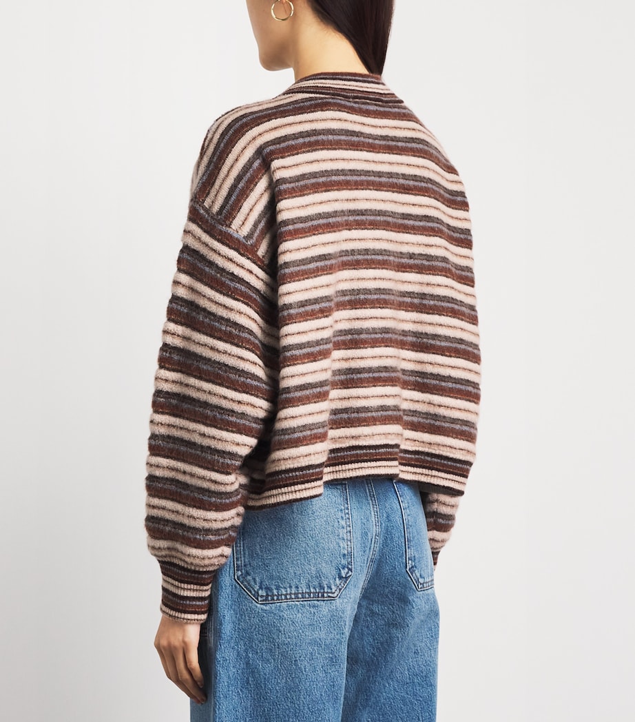 FRAME Womens Mohair-Blend The Femme Stripe Cardigan Sky Blu Multi Stripe Image 5