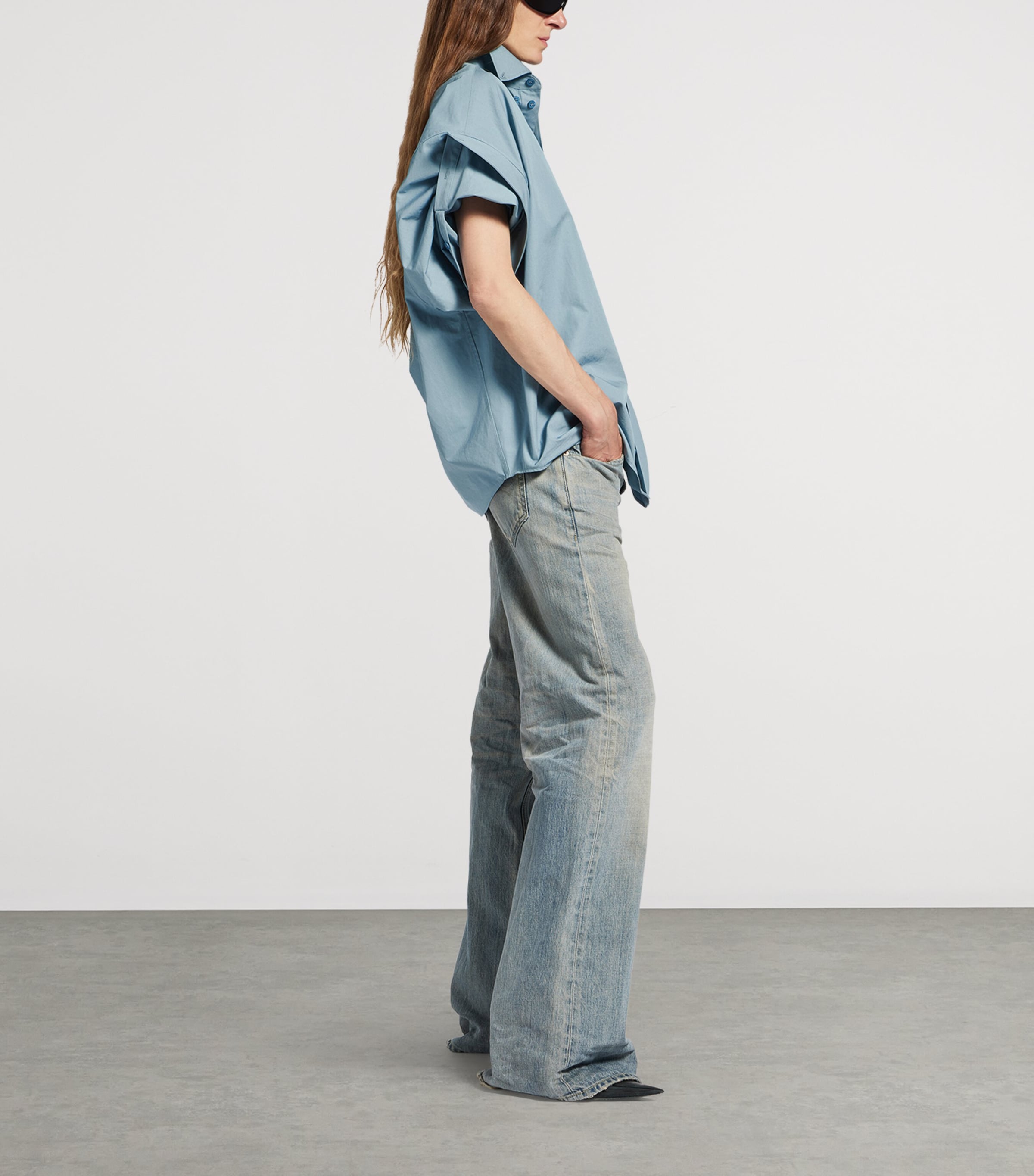 Cotton Tucked Sleeve Shirt 1463 Image 4