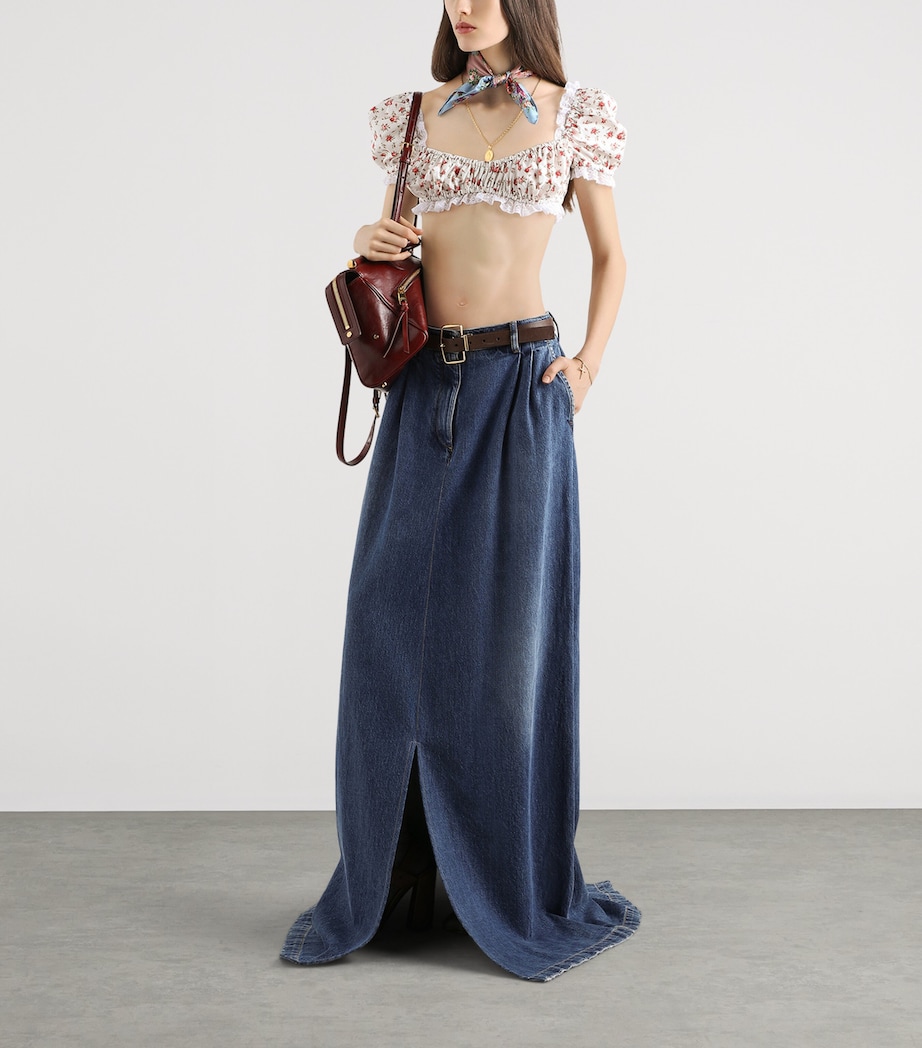 Dolce&Gabbana Womens Cotton-Blend Floral Crop Top Rose Image 2