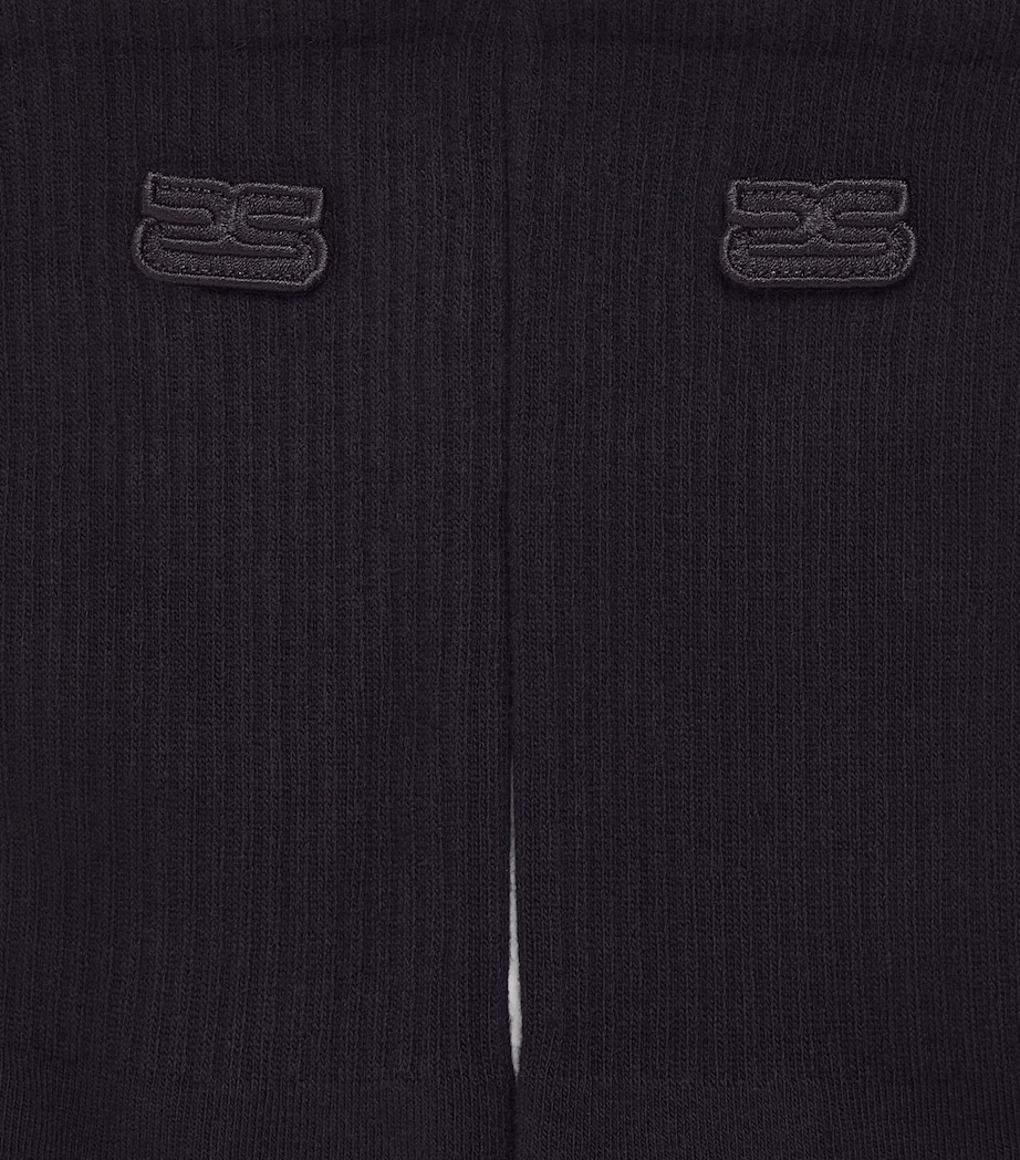 Sandro Paris Mens Cotton-Blend Double S Socks Black Image 2