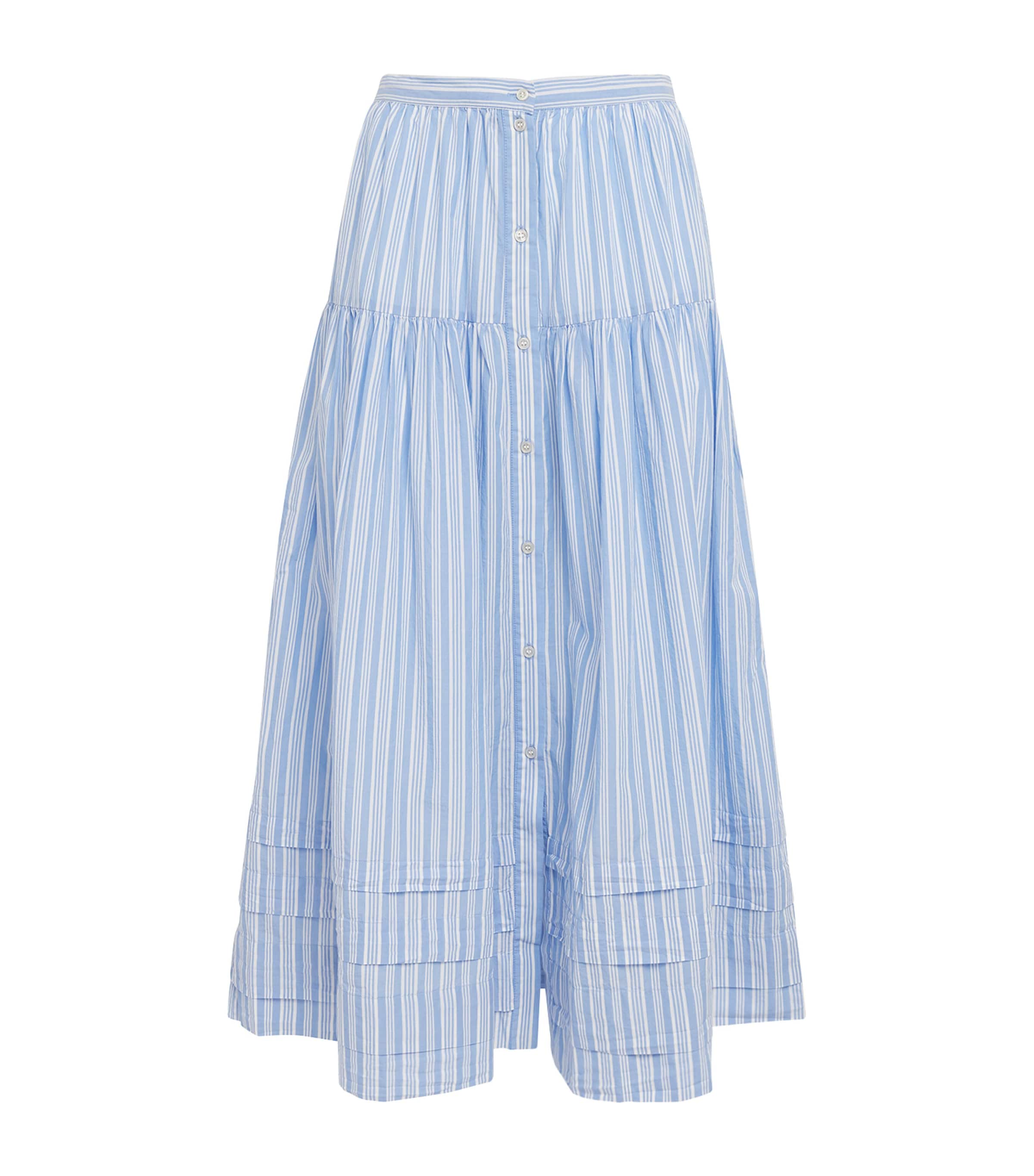 DÔEN Womens Organic Cotton Stripe Marceline Maxi Skirt Salerno Stripe Image 1