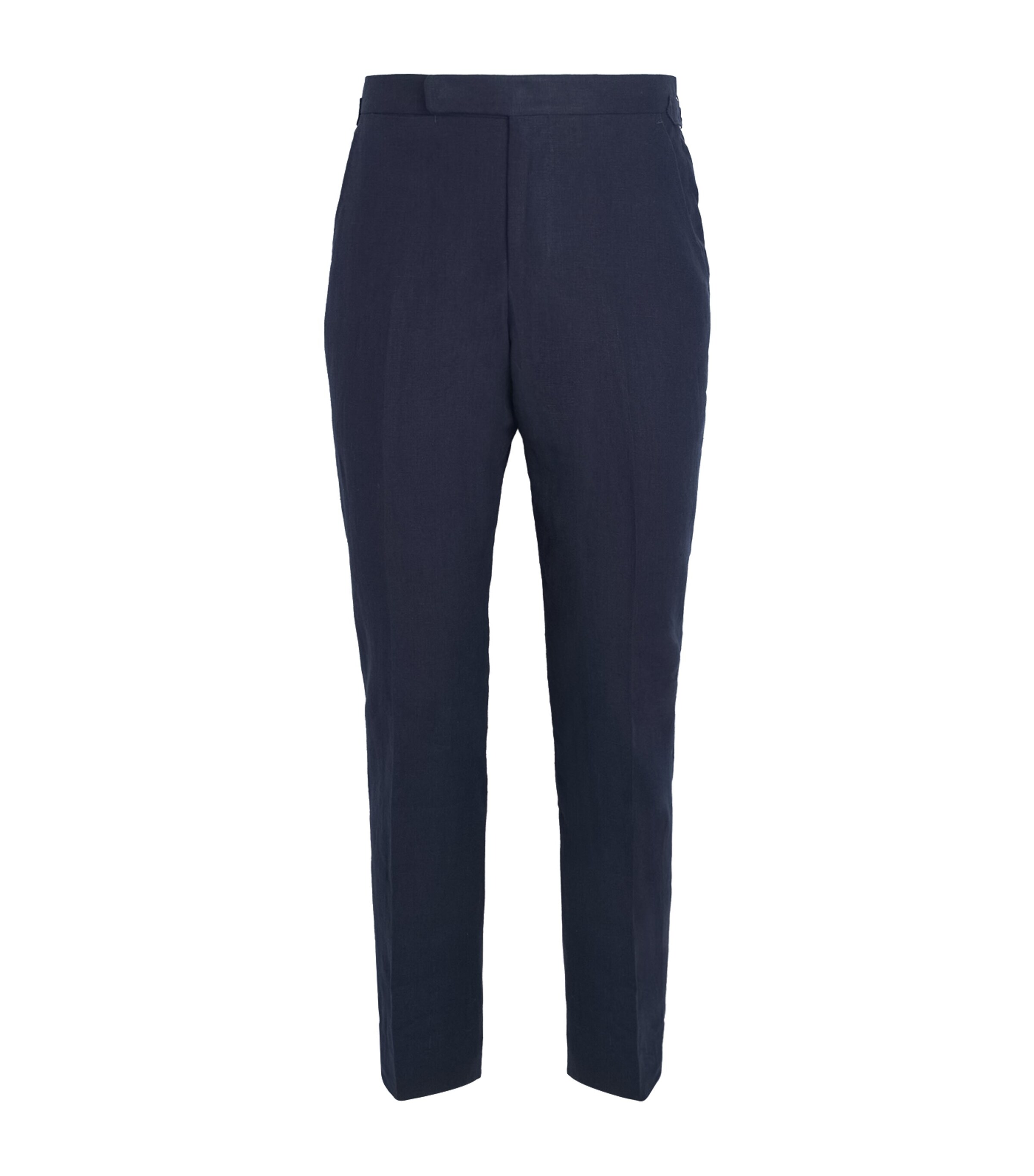 Linen Straight Trousers NAVY Image 1