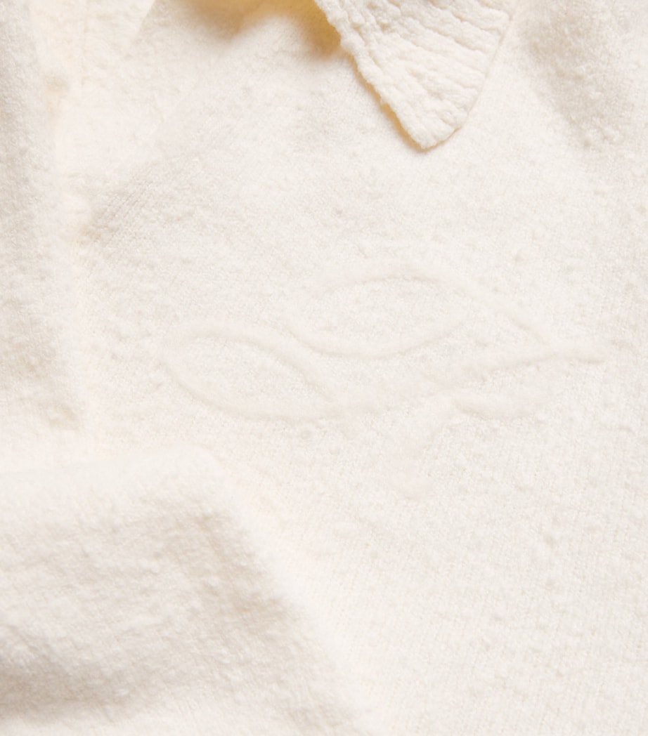 Cotton-Blend Bouclé Polo Sweater AGED WHITE Image 5