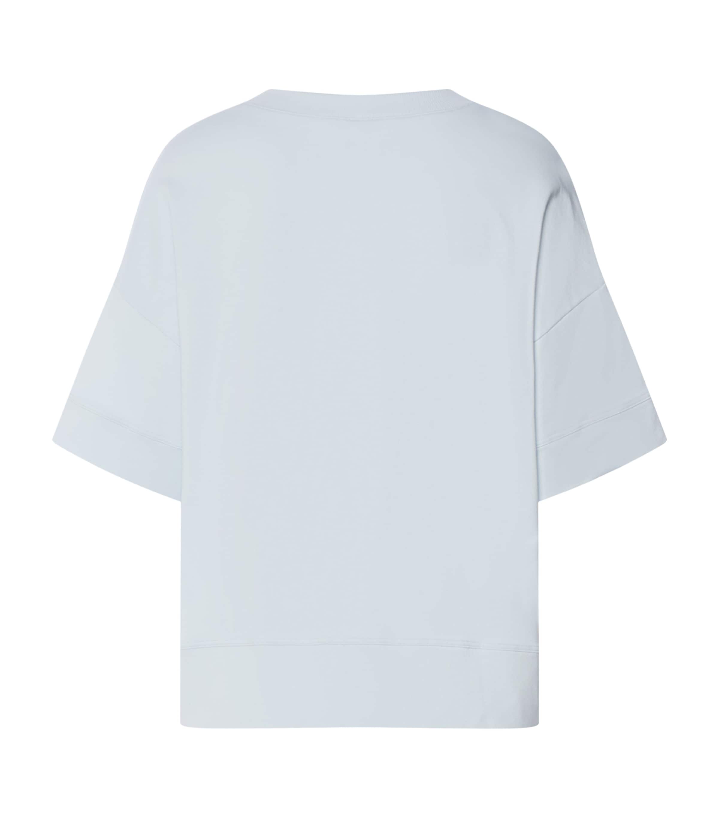 Hanro Womens Stretch-Cotton Short-Sleeve Sweatshirt Watery Blue Image 5