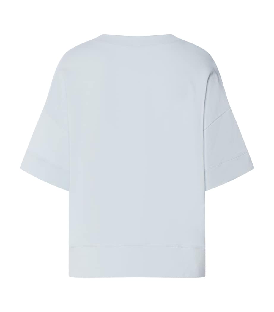Hanro Womens Stretch-Cotton Short-Sleeve Sweatshirt Watery Blue Image 5