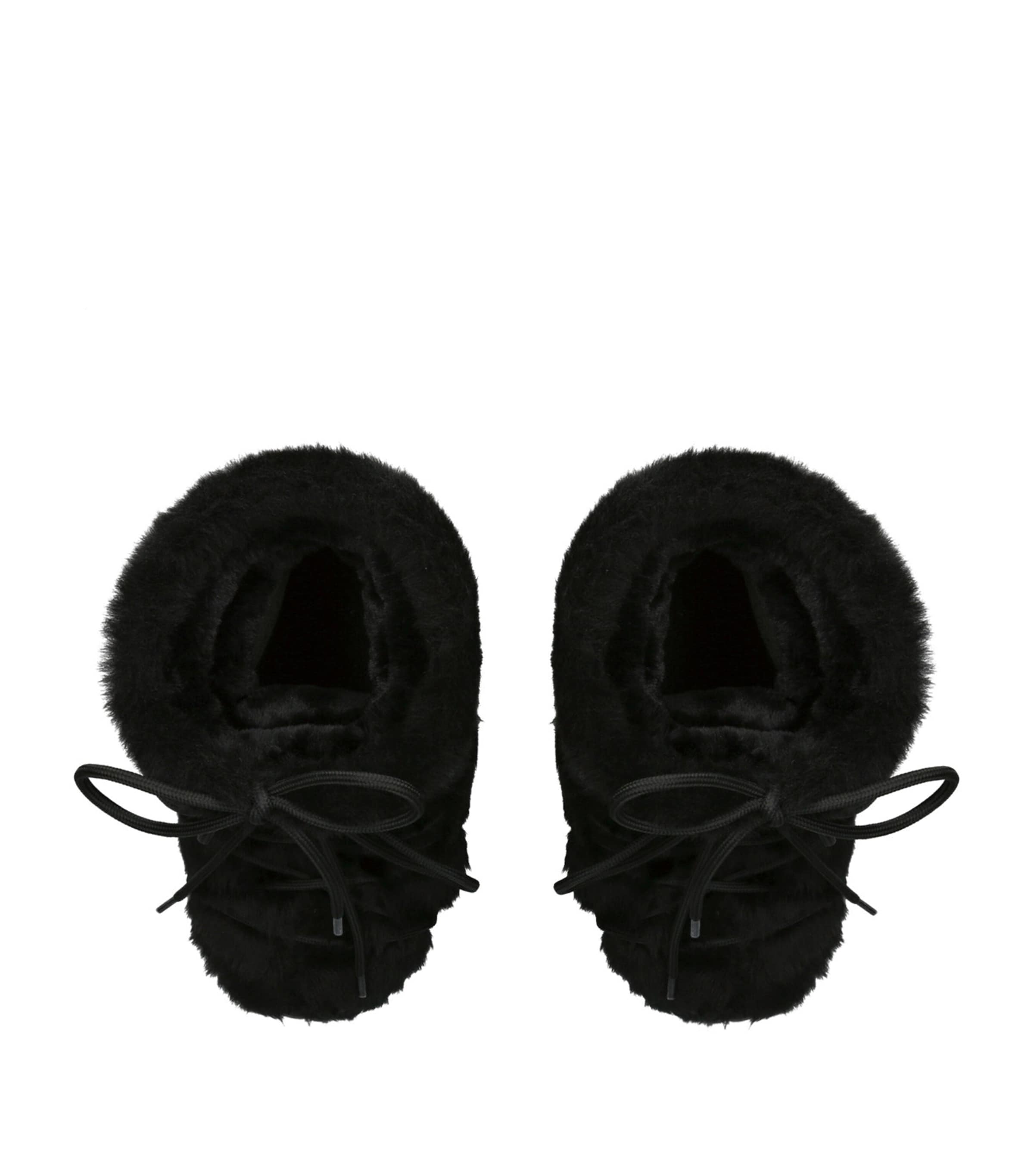 Faux Fur Icon Low Ankle Boots BLACK Image 4