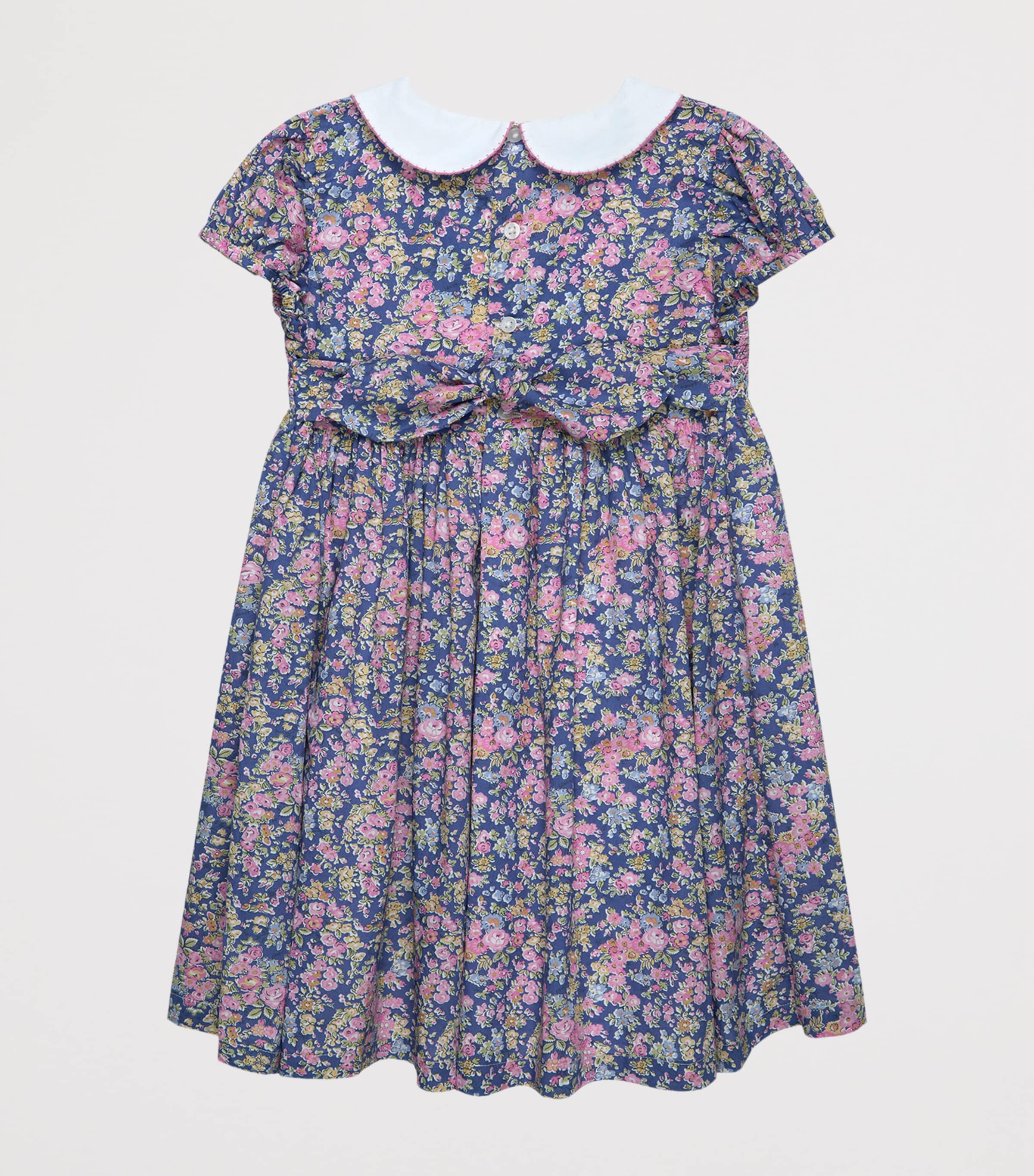 Trotters Cotton Tatum Smocked Dress Blue Image 2