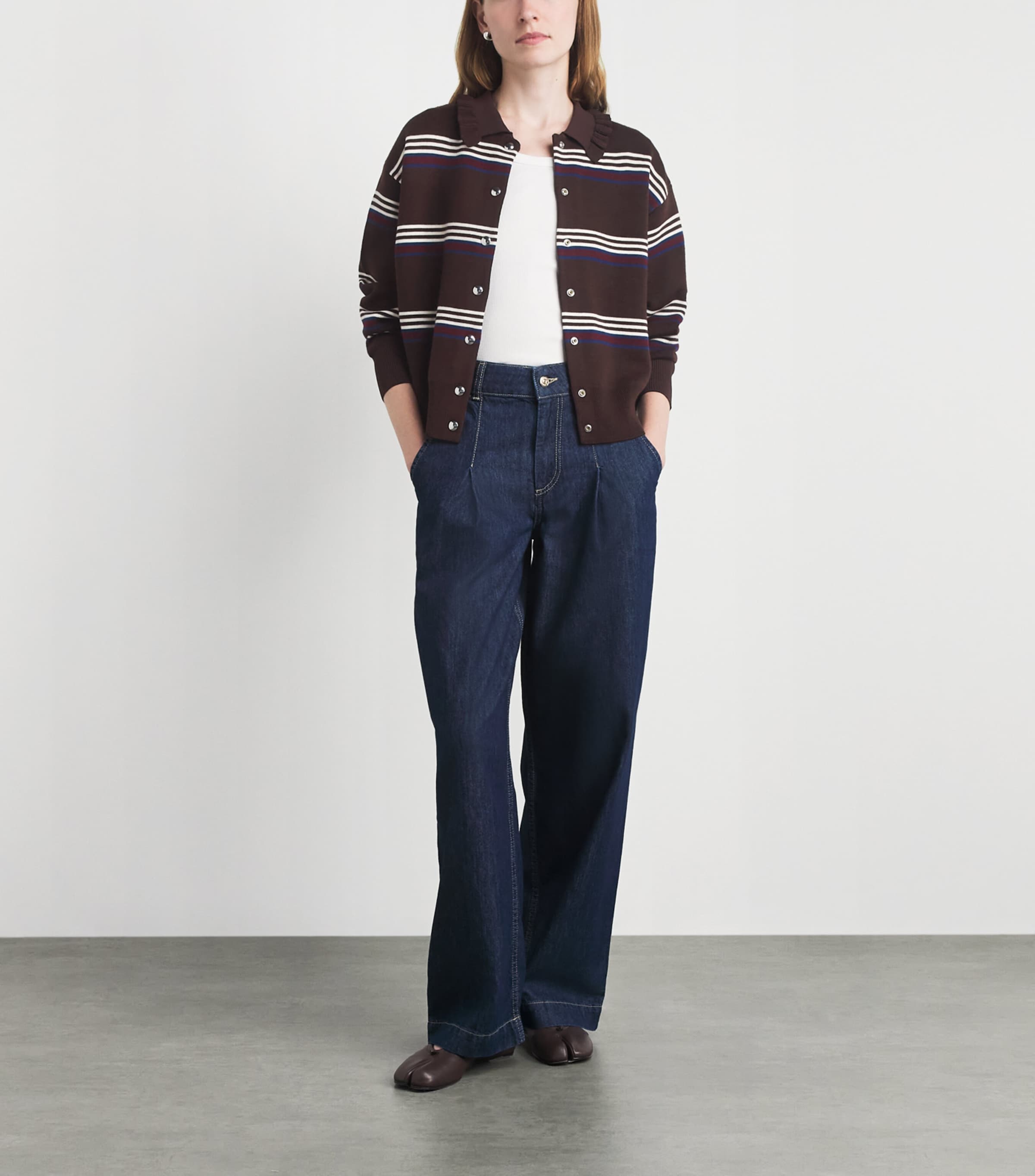 Claudie Pierlot Womens Wool-Blend Stripe Cardigan Multicolored Image 2