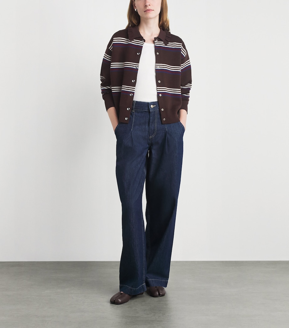 Claudie Pierlot Womens Wool-Blend Stripe Cardigan Multicolored Image 2