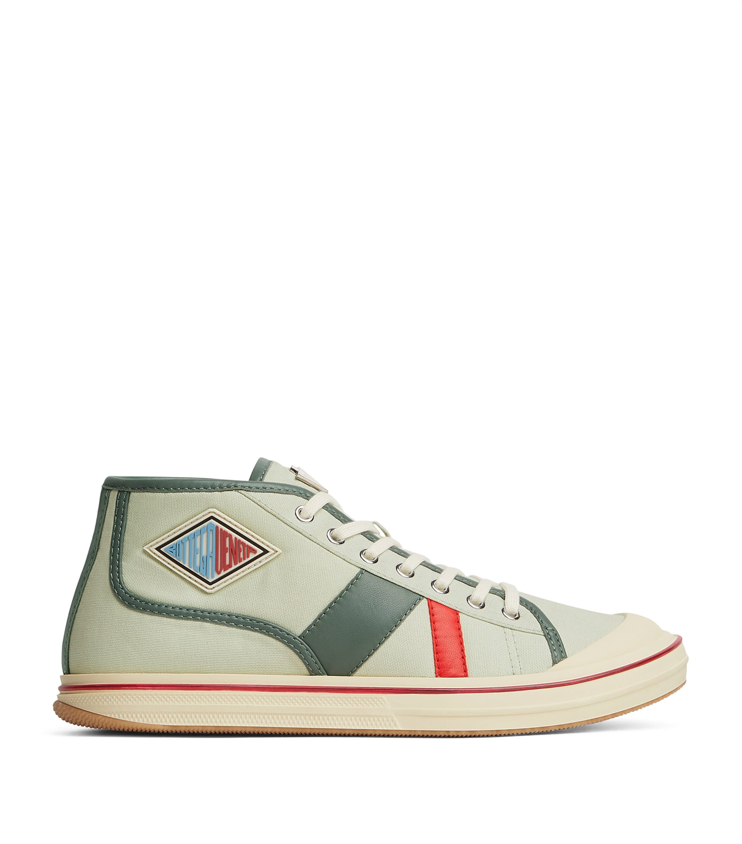 Bottega Veneta Canvas Leather-Trim Eliot Sneakers | Women Shoes | Trainers | High-Top Trainers | Designers | Bottega Veneta