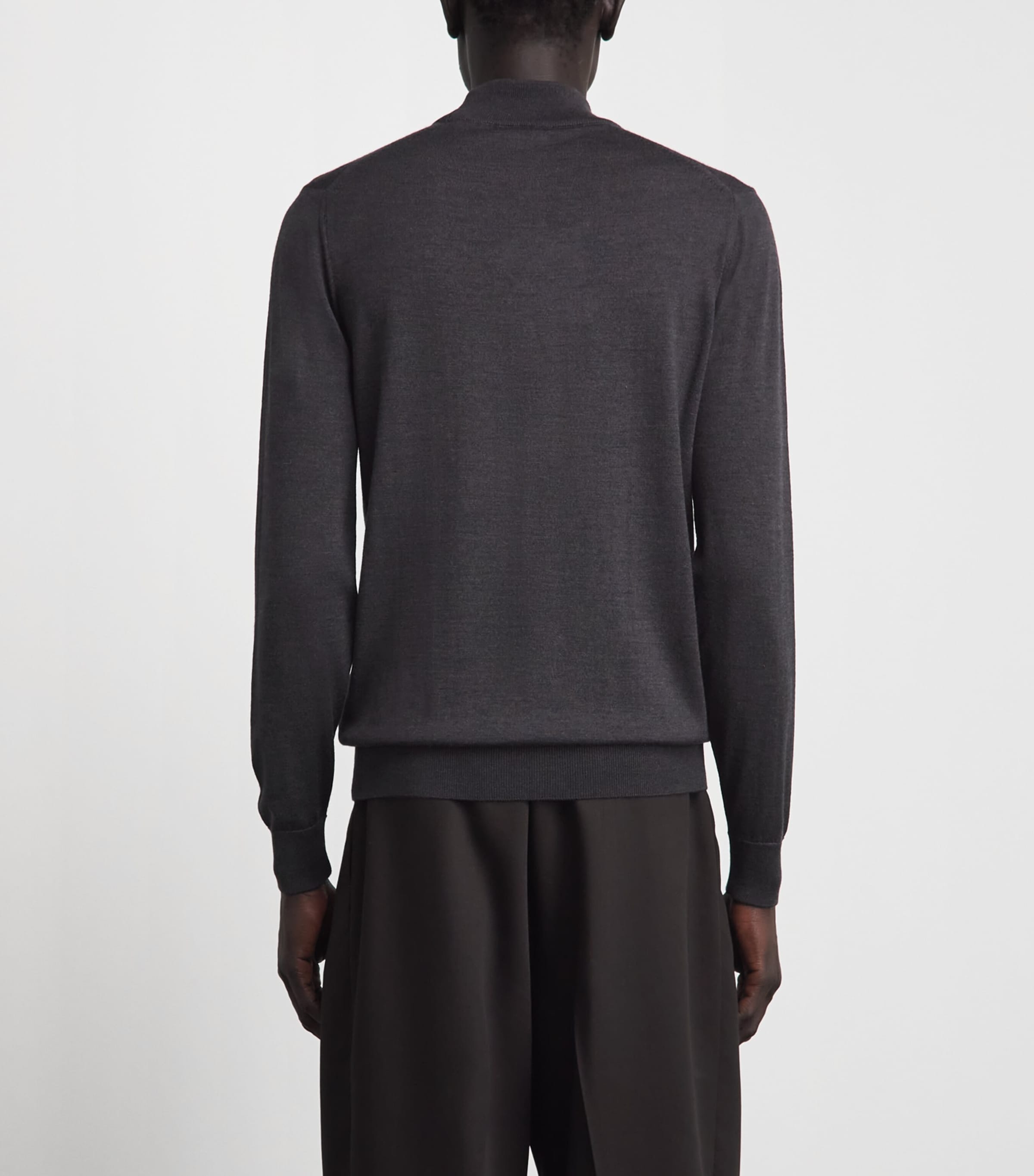Pal Zileri Mens Wool-Silk Funnel-Neck Sweater Dark Grey Image 5
